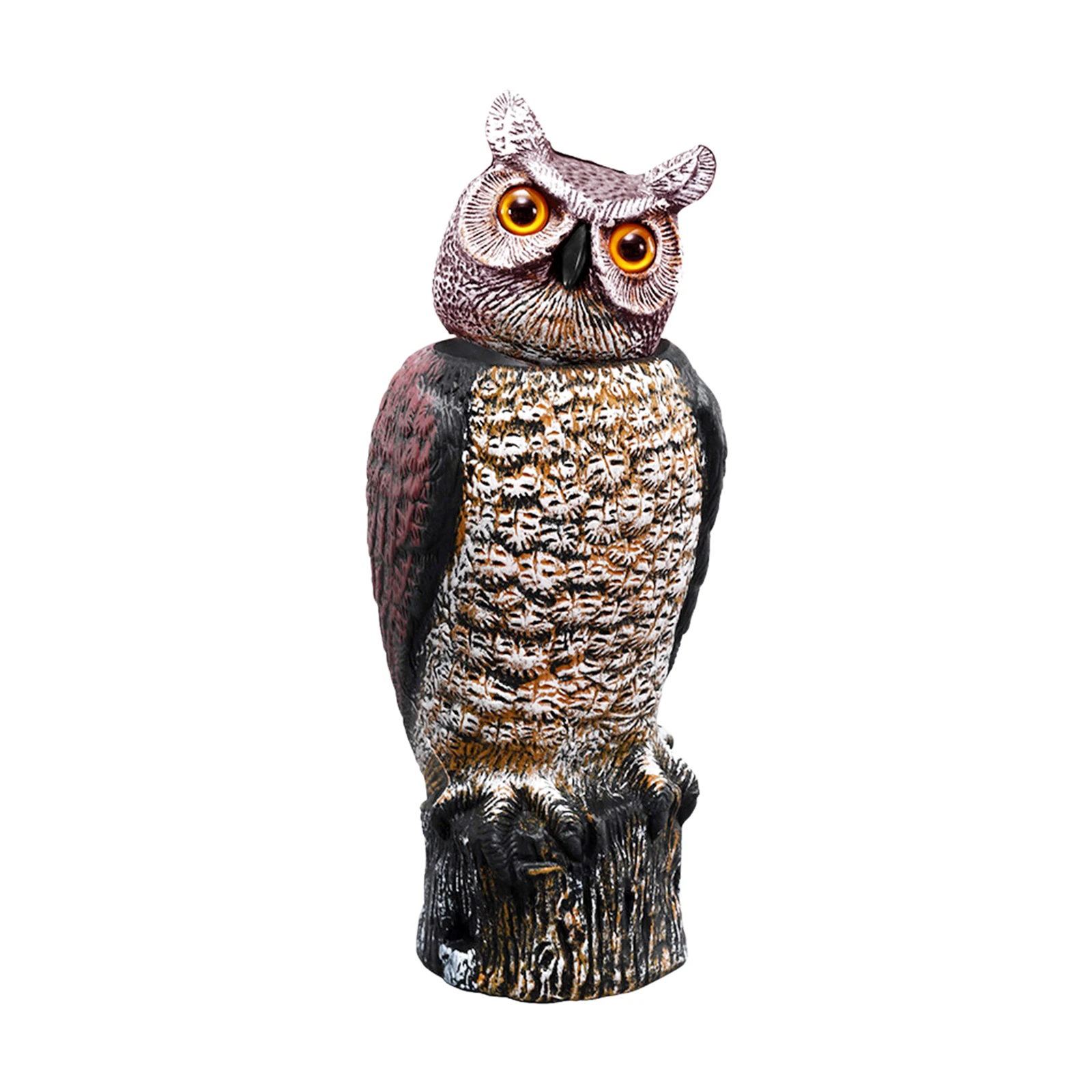 Handpainted Owl Decoy Statue with Rotating Head Bird Crow Scarer Scarecrow 18inch Tall