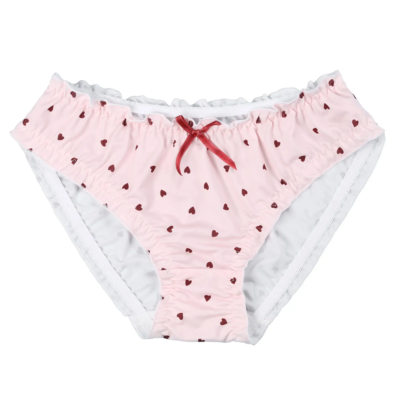 Lovely Bowknot Mens Sissy Ruffled Briefs MALE Lingerie Thong Underwear Panties 