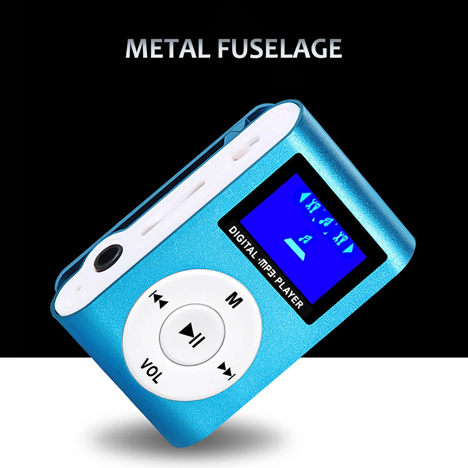 Mini Portable Mp3 Player Mirror Mini USB Digital LCD Screen Sport Fashion Music Player Support Micro SD Card TF Card USB Cable