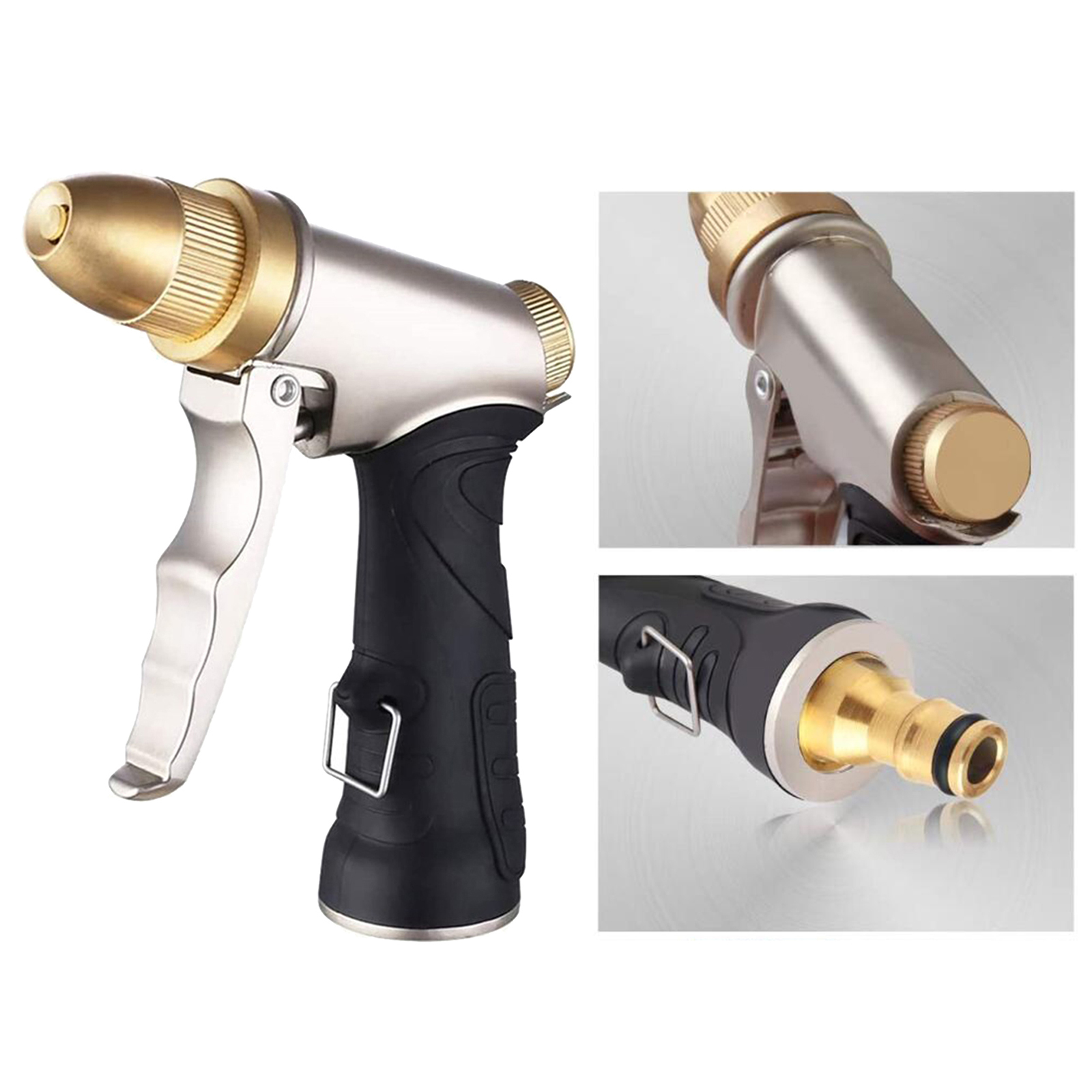 Brass High Pressure Jet Garden Water Hose Spray Nozzle 4 Spray Modes, Durability Leak-Proof