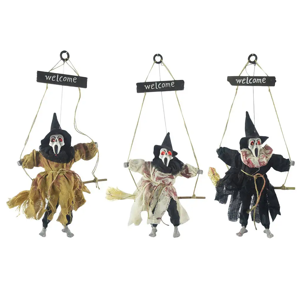 Broom Witch      with Light and Creepy Sound Halloween Prop Decor