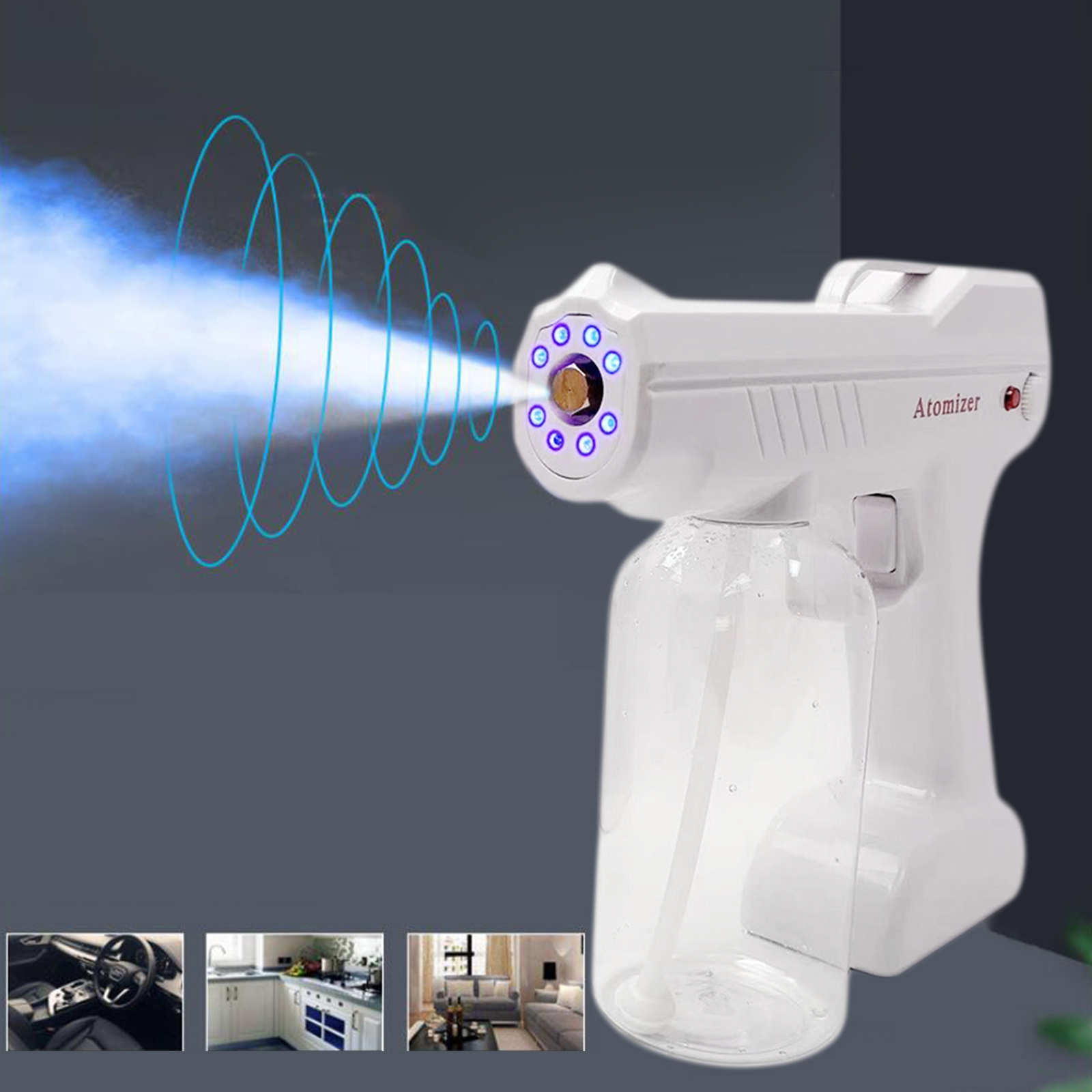 800 ML Sanitizer Sprayer Wireless Electric Disinfects Blue Light Nano Steam Spray Gun Sterilizing Nano Spray Gun For Home garden