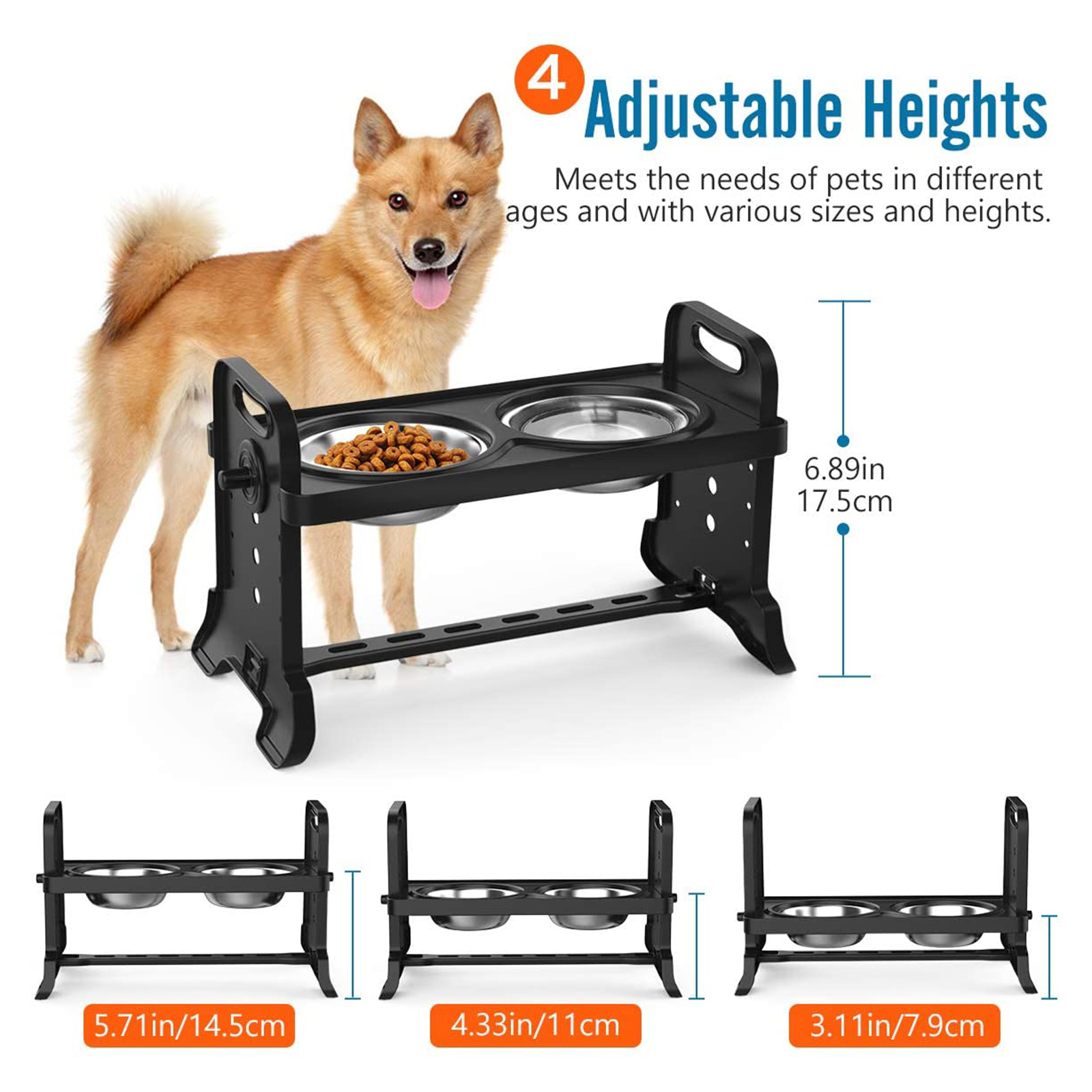 Anti-Slip Elevated Dog Bowls Raised Pet Feeder for Small Medium Large Dogs