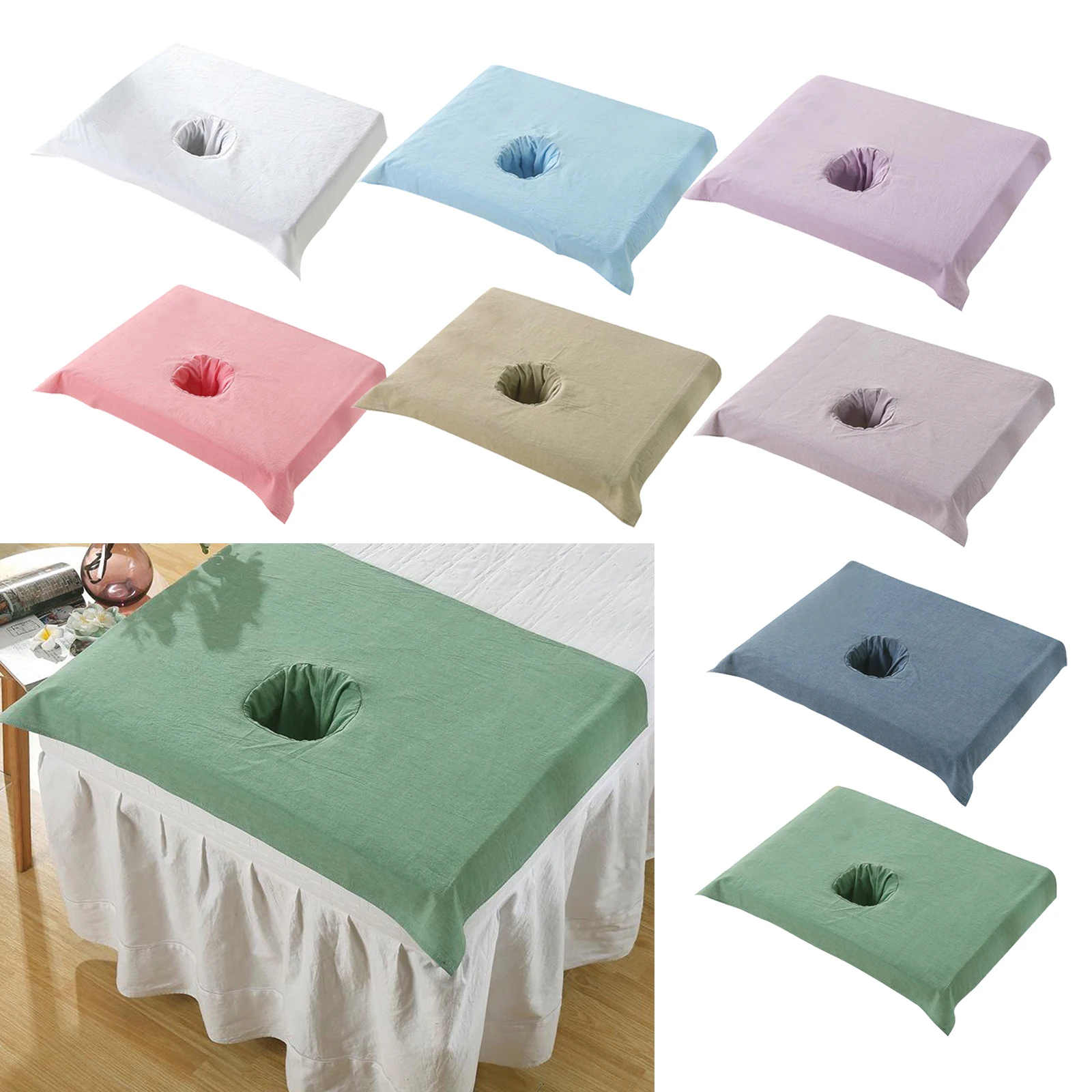 Face Breath Hole Cotton Durable Wash SPA Massage Table Sheets Bed Cover