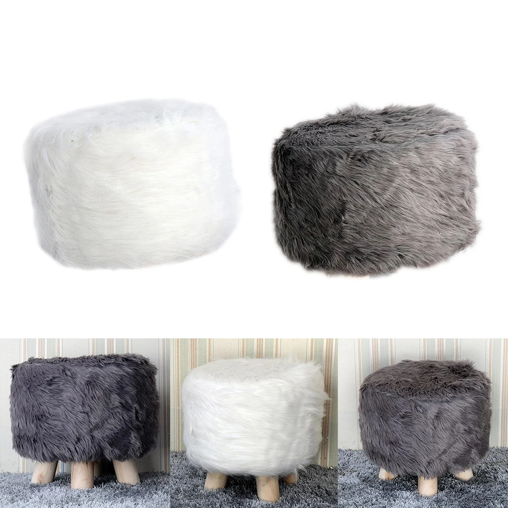 2pcs Round  Small Stool Chair Cushion Cover Footstool Slipcover Pouf Cover 40cm Diameter