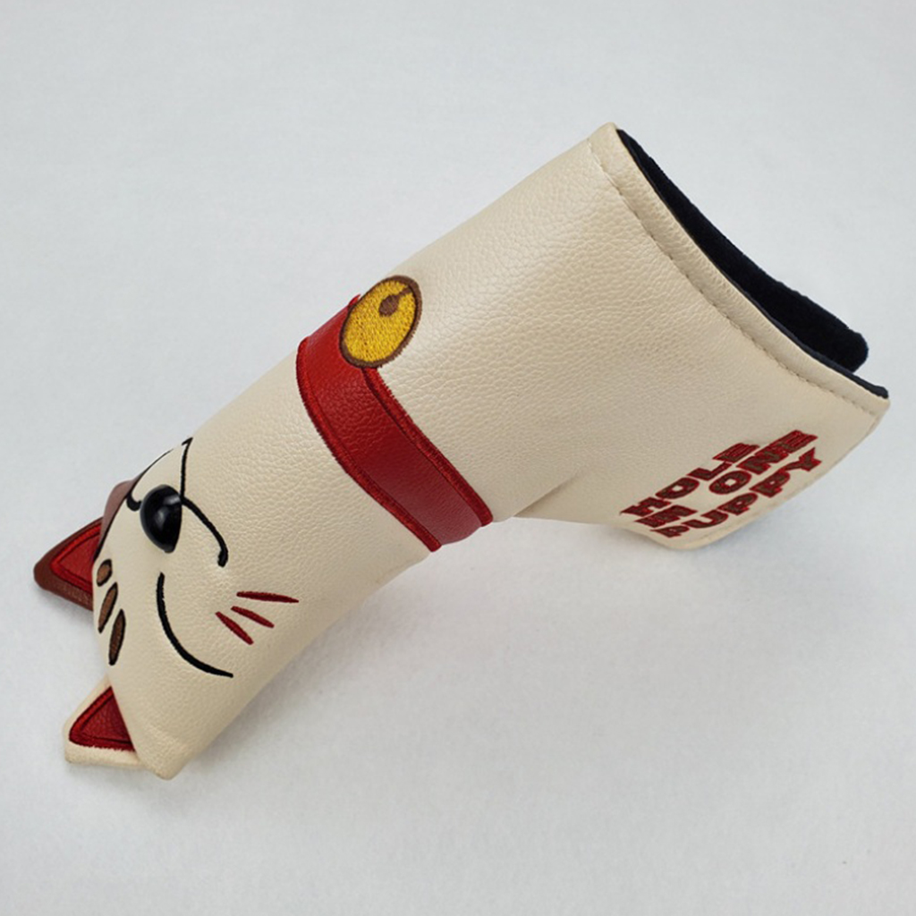 Golf Putter Head Cover PU Leather Lucky Cat Blades Headcover Club Golfer Gift