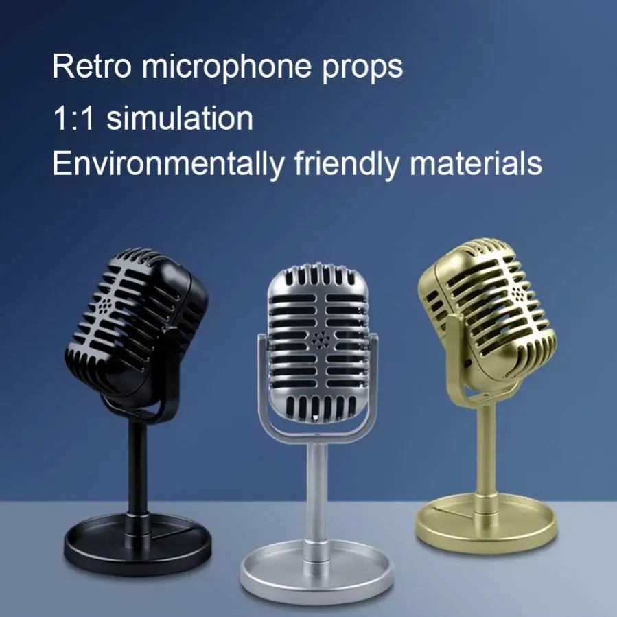 Simulation Classic Retro Dynamic Vocal Microphone Model Mic Universal Stand Prop for Live Performance Studio Record