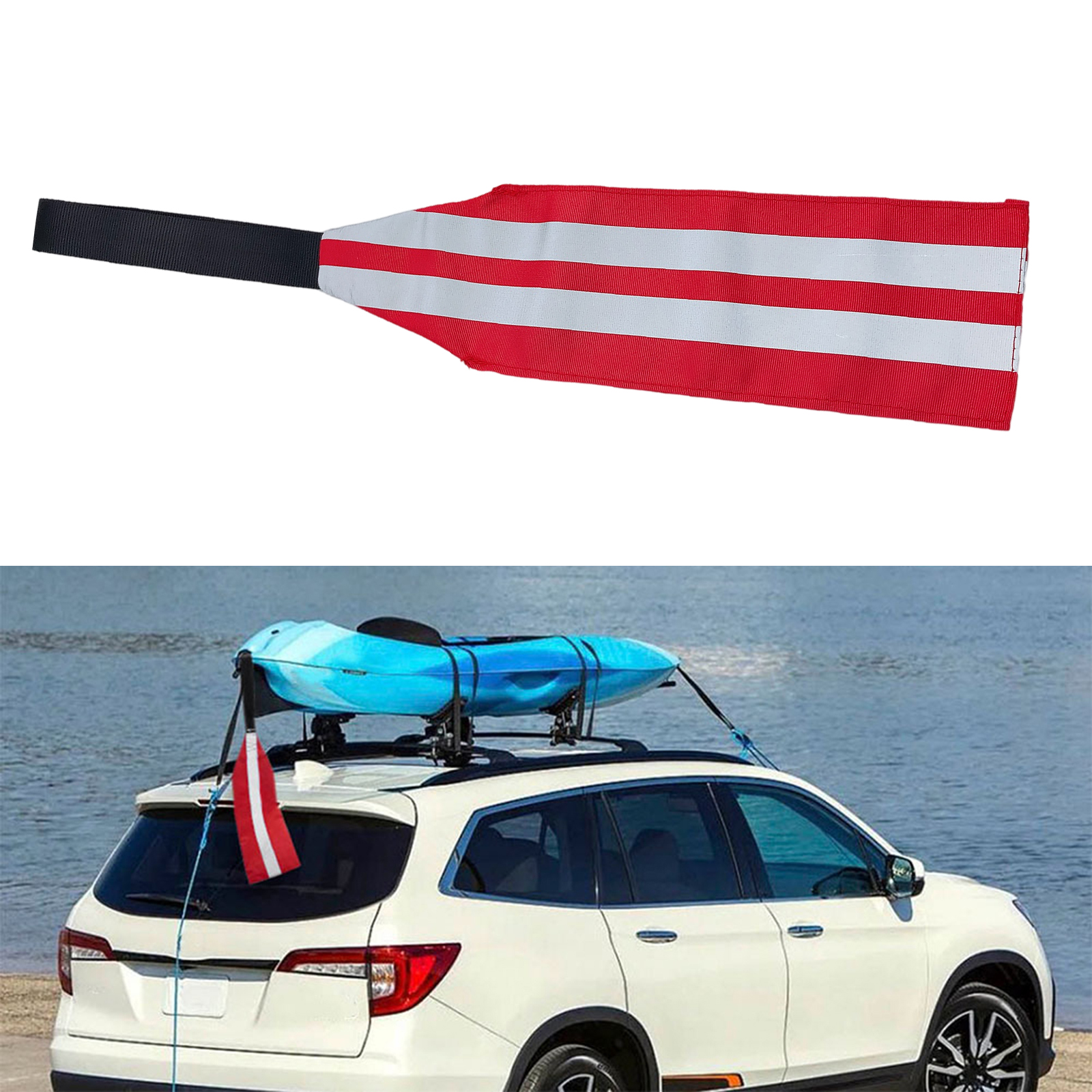 Kayak Towing Safety Flag with Installing Loop, Canoes Boats Bicycle Travel Tow Tail Safe Flags Signal High Visible Signals