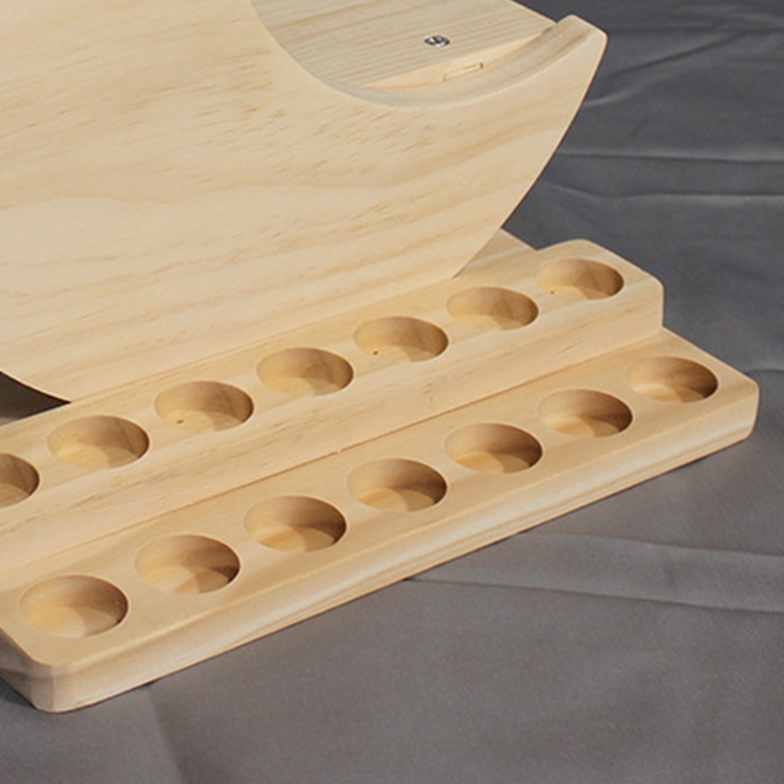 2-Tier Wood Essential Oil Display Stand Cosmetic Organizer Rack Holds up to 14(5/10/15ml) Bottles Aromatherapy Display Rack
