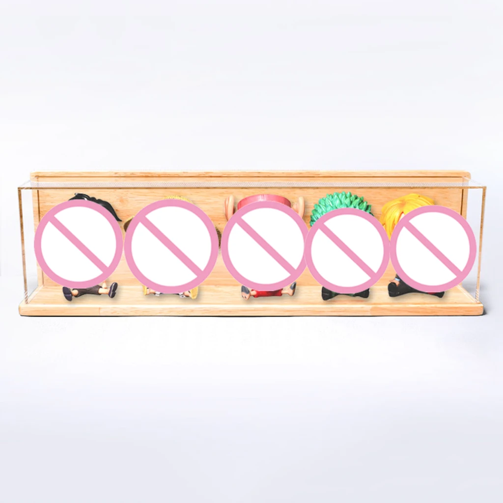 2xClear Acrylic Showcase with Wood Back Base Figures Model Toy Display Case