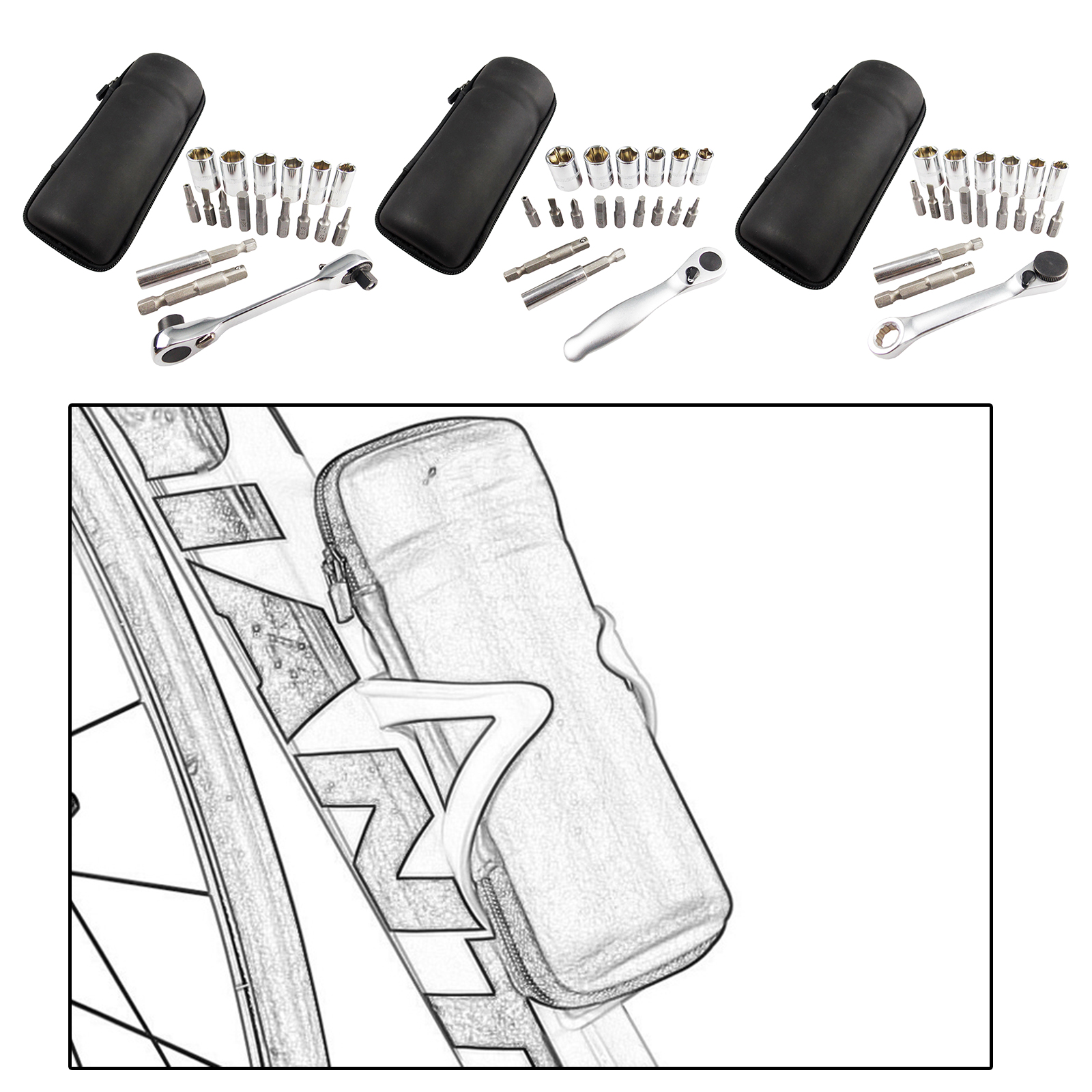 Socket Ratchet Wrench Metal Spanner Bike Repair Tools Sleeve Kit for Road MTB Bicycle Accs