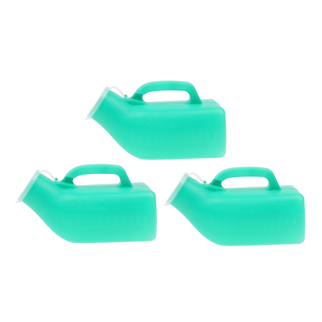 3 Pcs 1000ml Elder Urinal Bottle Chamber Pot Emergency Toilet Pouch W/Lids