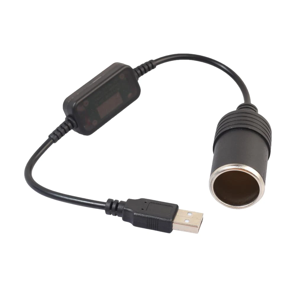 Length: 30cm  5V 2A USB To 12V 1A Female  Lighter Socket Power Converter