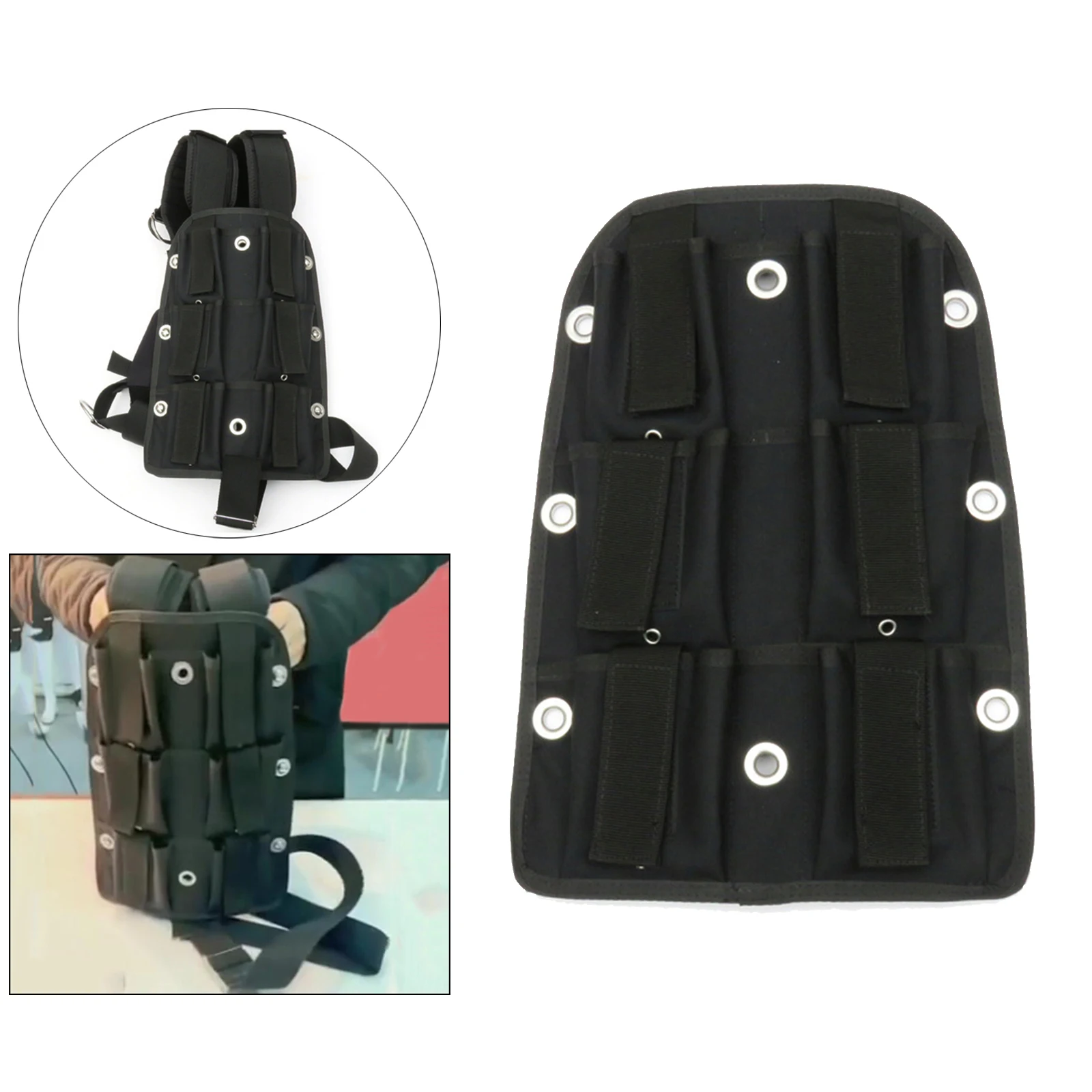 13lbs Nylon Diving Backplate Harness Scuba Dive Weight Plate Pad Pockets