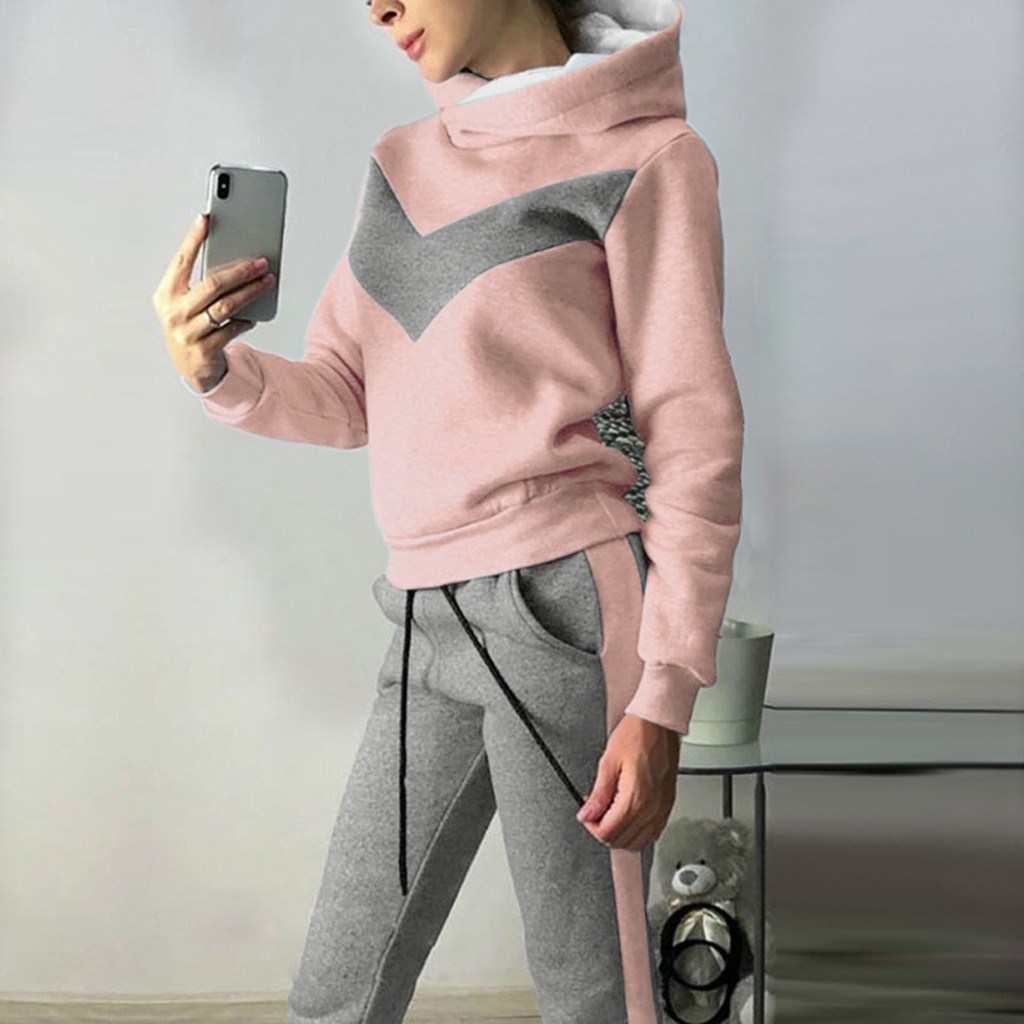Tracksuit Set Womens Fleece Long Sleeve 