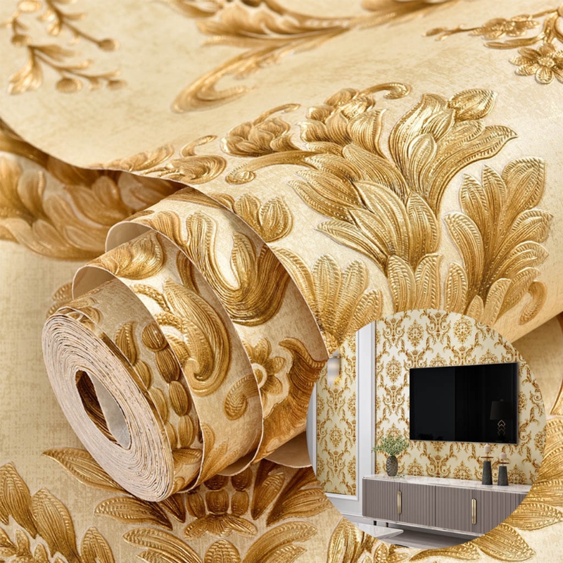 Papier Peint Autocollant 3D Motif Paon & Fleurs H521 - Amovible, Décoration Murale