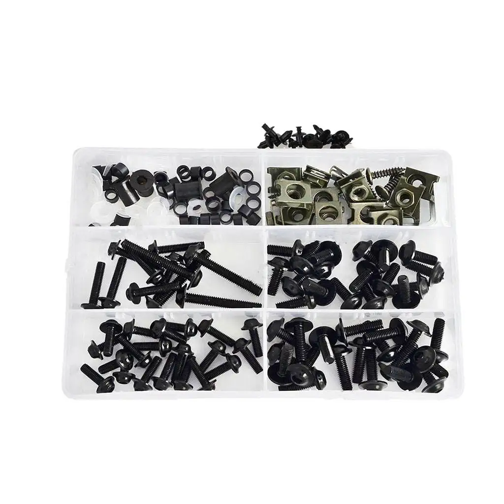 173x Universal Motorcycle Fairing Bolt Kit M5 M6 Windscreen Nut Clips Kit Fits for Ducati for Most Motorcycles Spanners Nuts