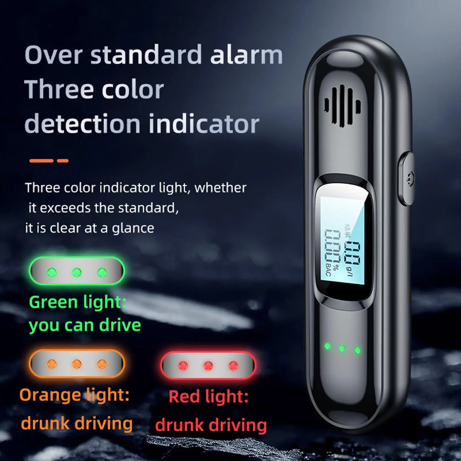 Professional Alcohol Breathalyser Digital Rechargeable Breath Alcohol Tester Accurate LCD Screen Mini bac Testing Detector