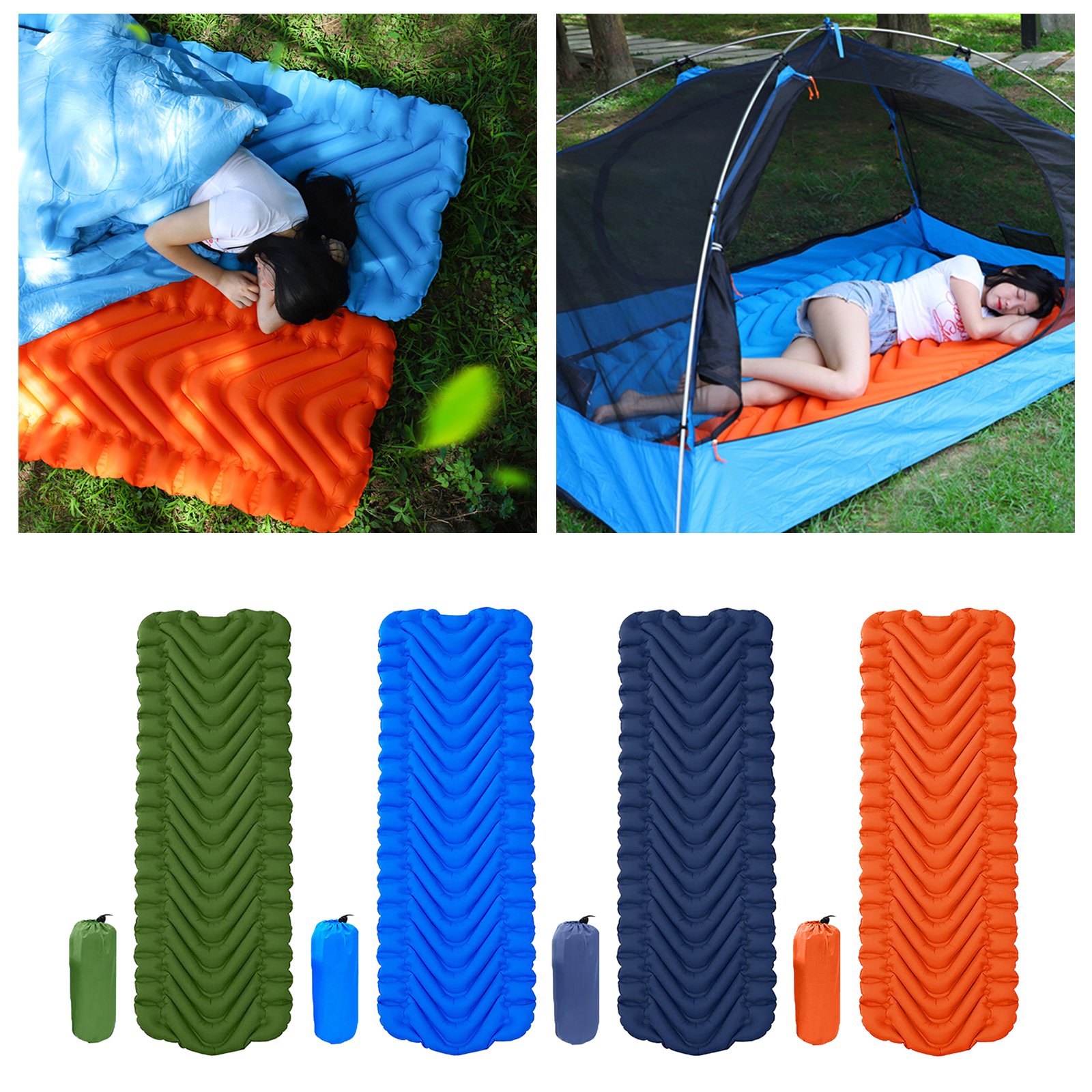 Camping Inflatable Sleeping Pad Tent Mat Travel Air Mattress Outdoor Hiking Picnic Backpacking Air Bed Folding Cushion Bed