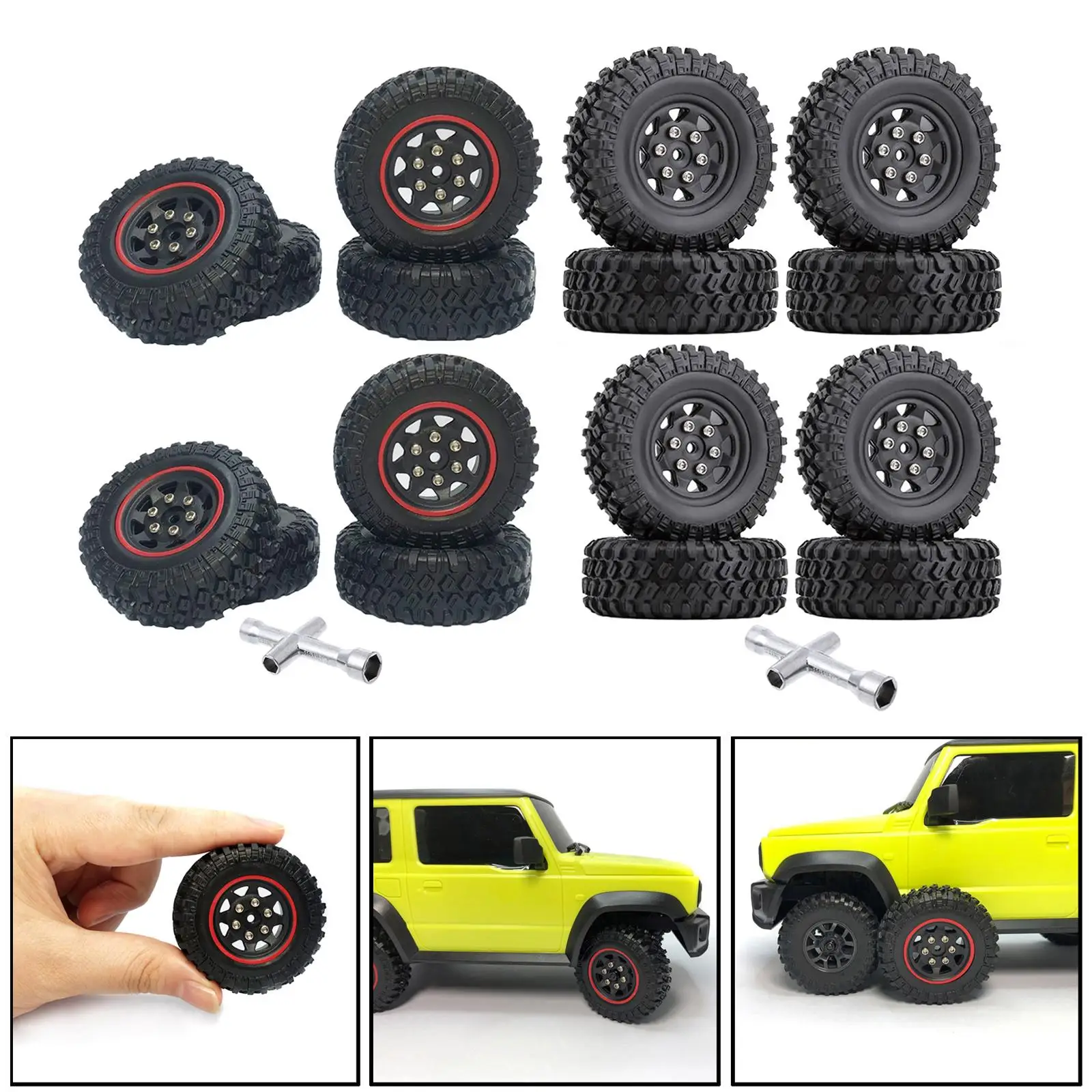 4x Neumáticos de rueda de goma para Xmykc01cm Jimny Vehículos DIY Modificado 