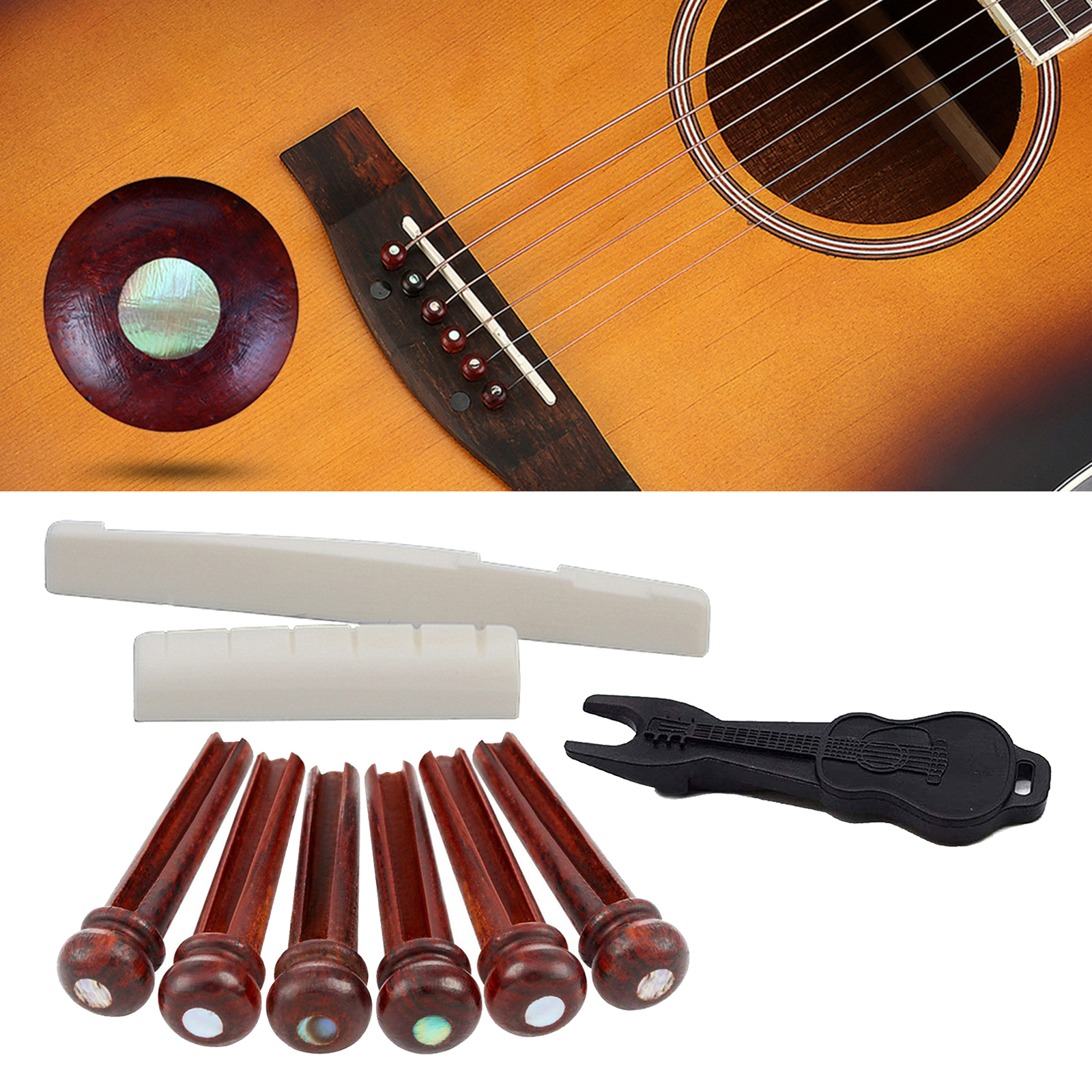 6pcs Guitar Bridge Pins Guitars Nails End Screw Guitar Saddle Pin Puller Remover Extractor Ukulele Repair Maintenance Acces