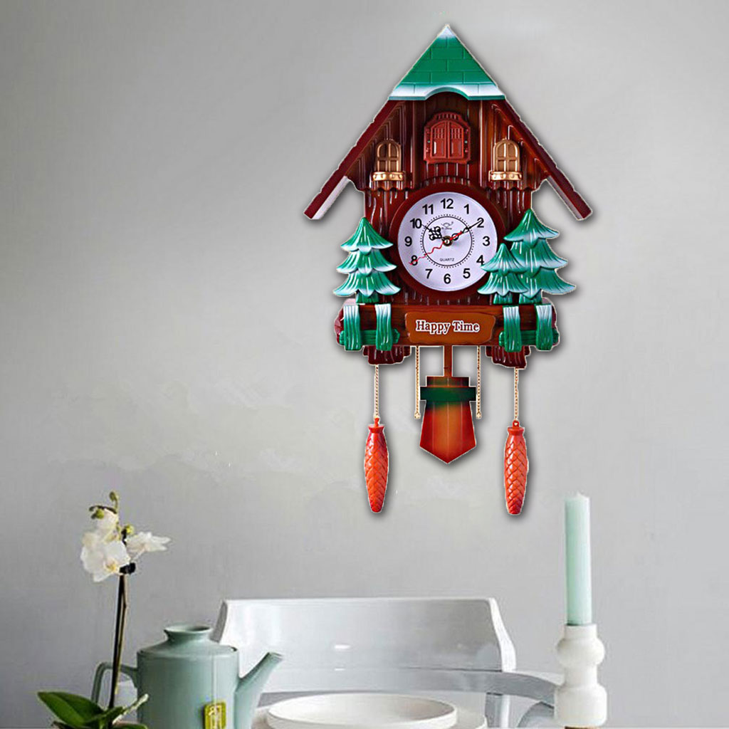 European Style Cuckoo Clock with Mute Movement, Vivid Bird Alarm Clock for Home Decoration
