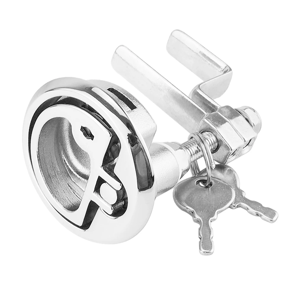 2 inch Slam Latch Flush Pull Turning Lock Lift Handle for Boat Deck Hatch Doors with 2 Keys Locking Style - 316 Stainless Steel