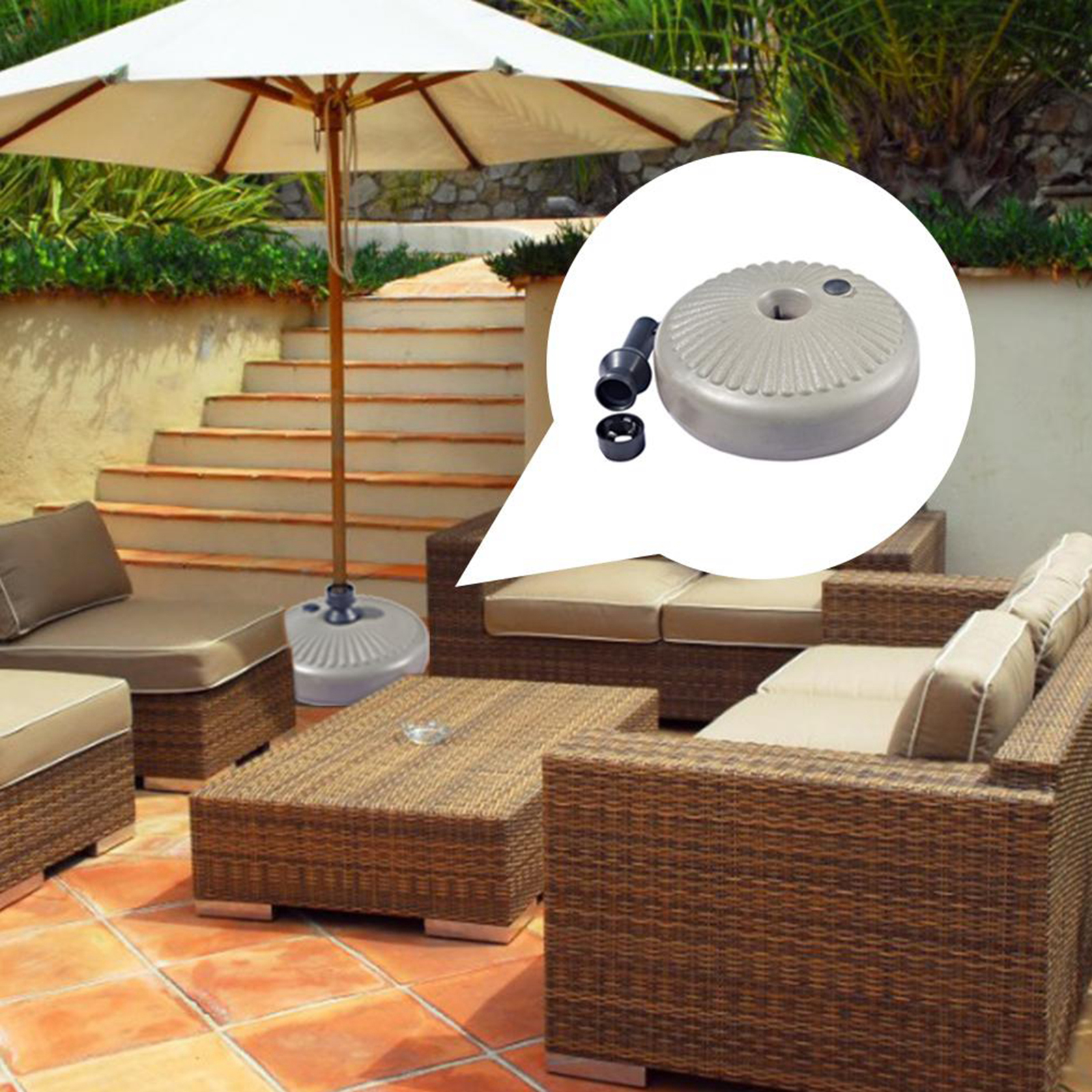 Detachable Umbrella Base Large Opening for Sand Fillable Umbrella Stand Holders for Outdoor Patio Umbrellas Accessories