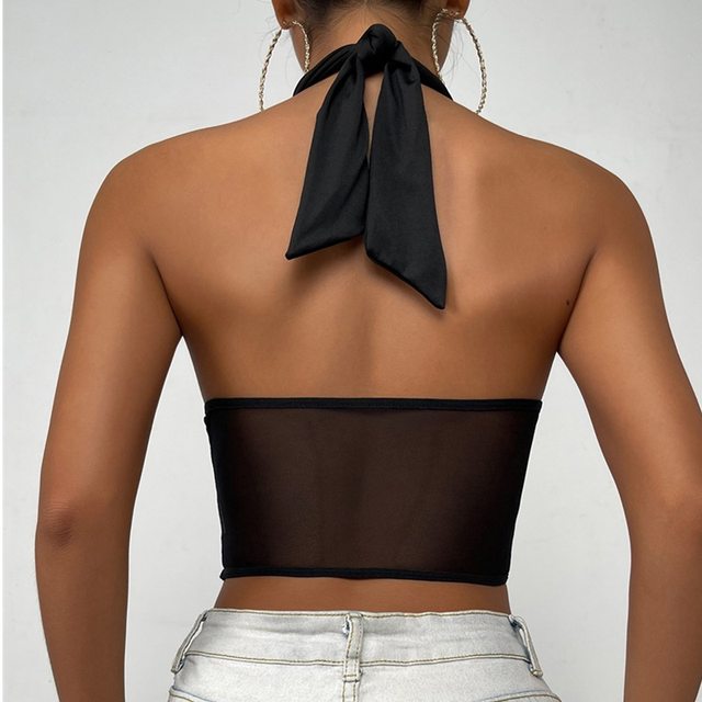 Black PU Strappy Plunge Corset Crop Top, Tops