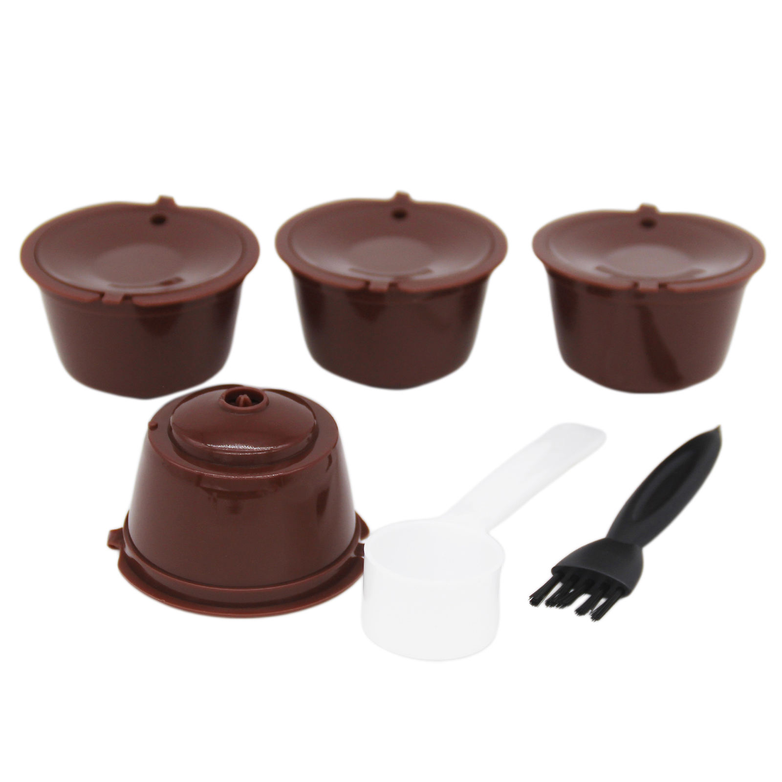 4pieces Reusable Coffee Capsule Coffee Pod Coffee Filter Cup with Brush Spoon for DolceGusto Coffee Machine Gifts
