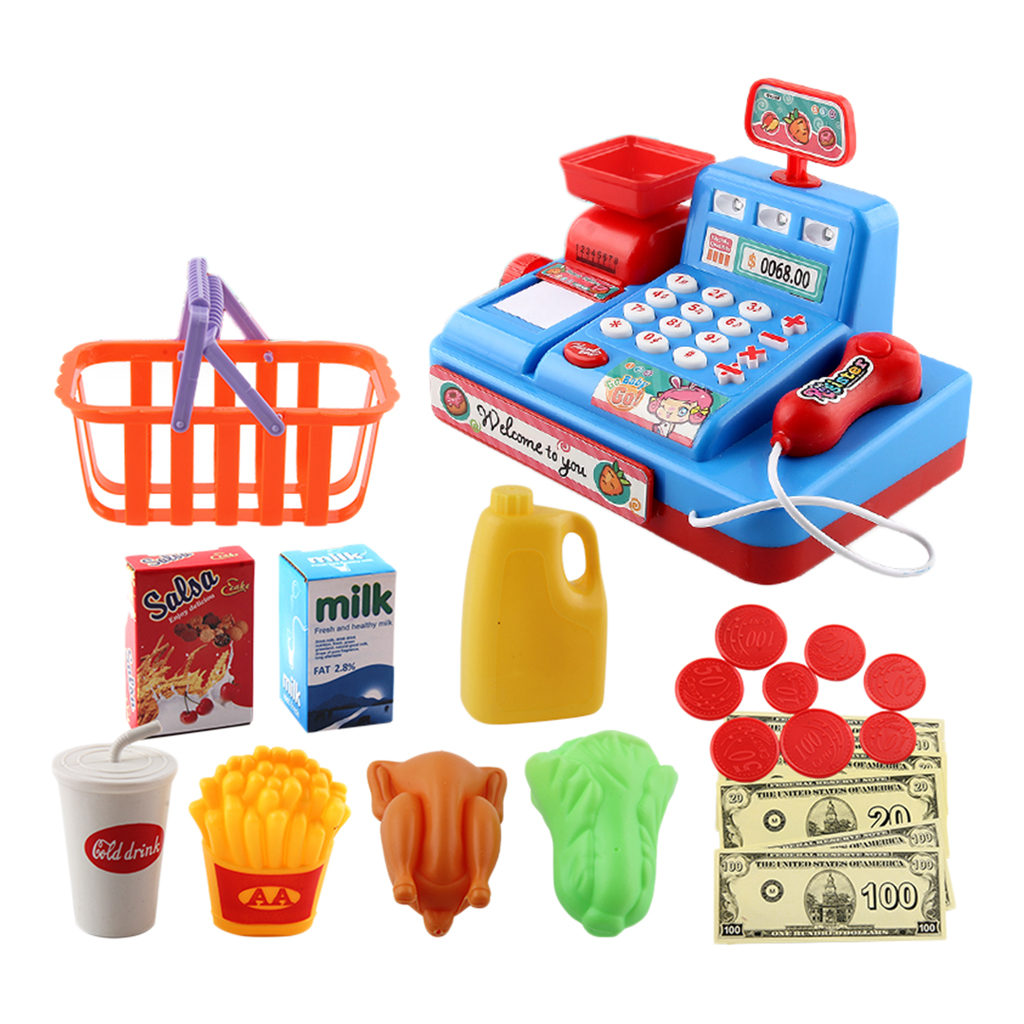 Kids Supermarket Food Pretend Play Set Cash Register Shopping Toys Gift