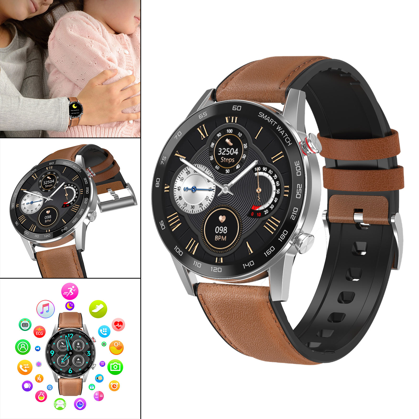 Smart Sports Watch Step Counter Built-in Sports Apps Fitness Tracker Smartwatch for Men Women