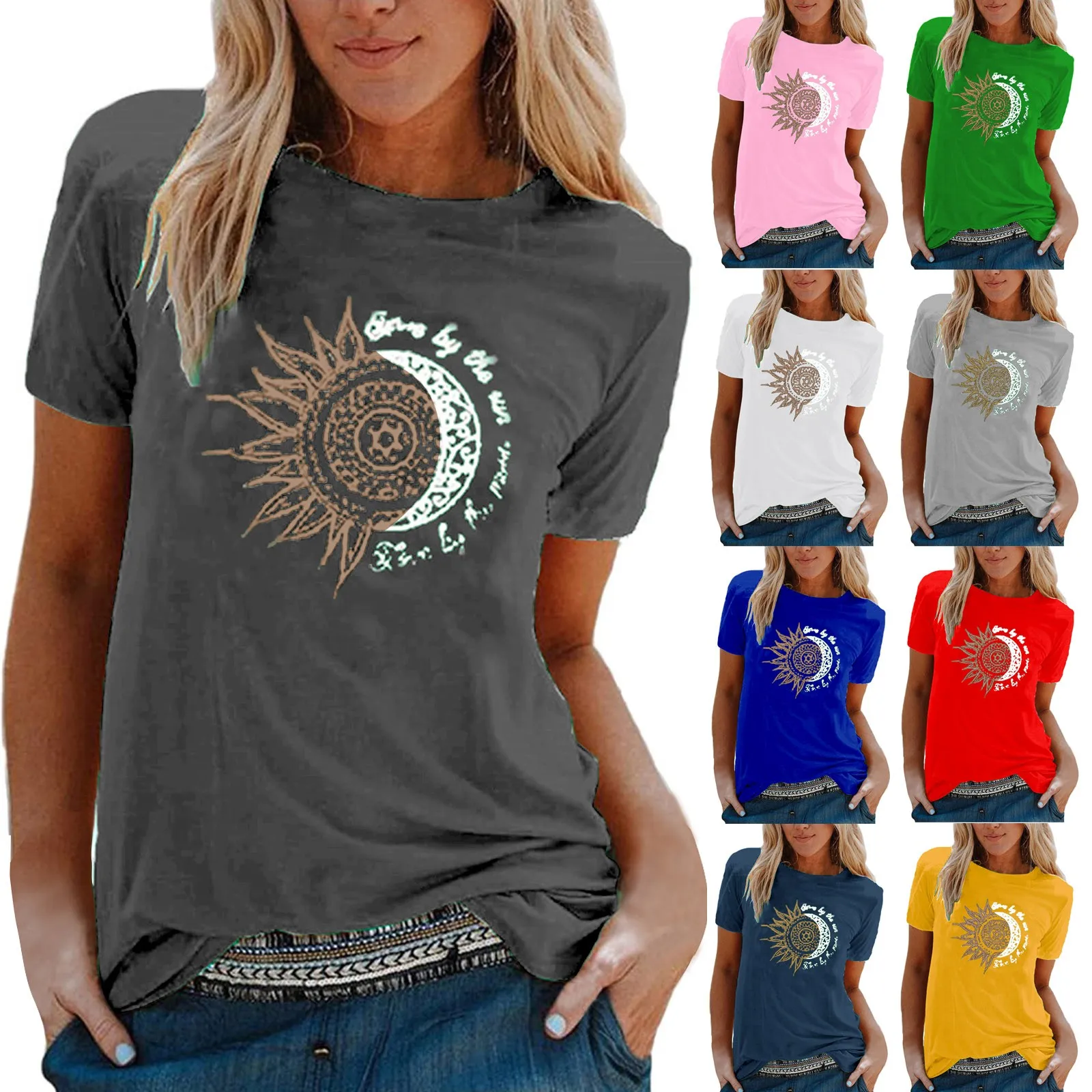 Women's Sun And Moon Print T-Shirt