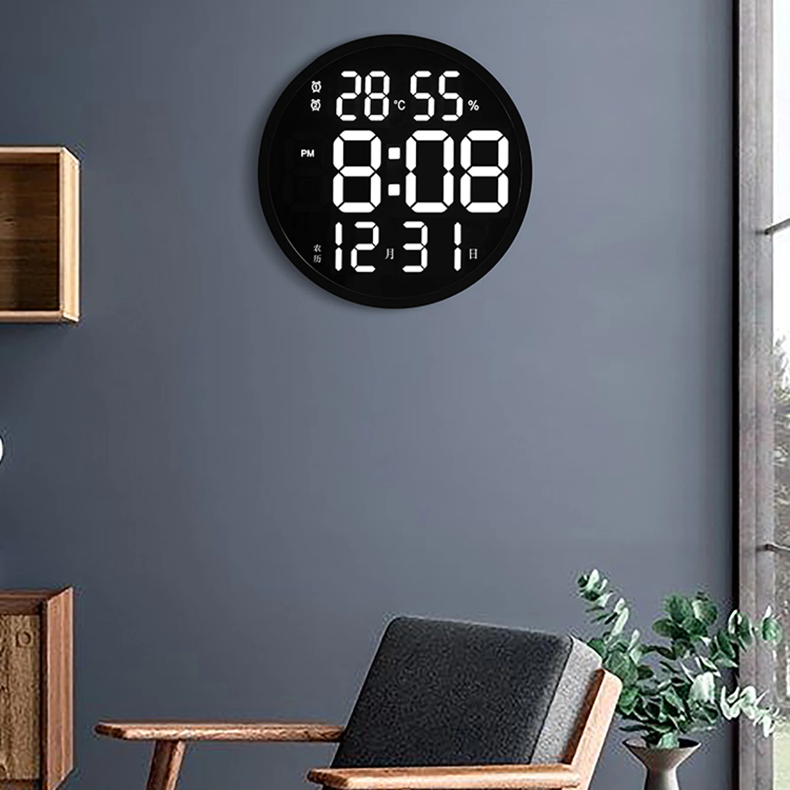 LED Wall Clock Luminous Large Clock Mute Digital Temperature And Humidity Electronic Clock Modern Design Living Room Decoration