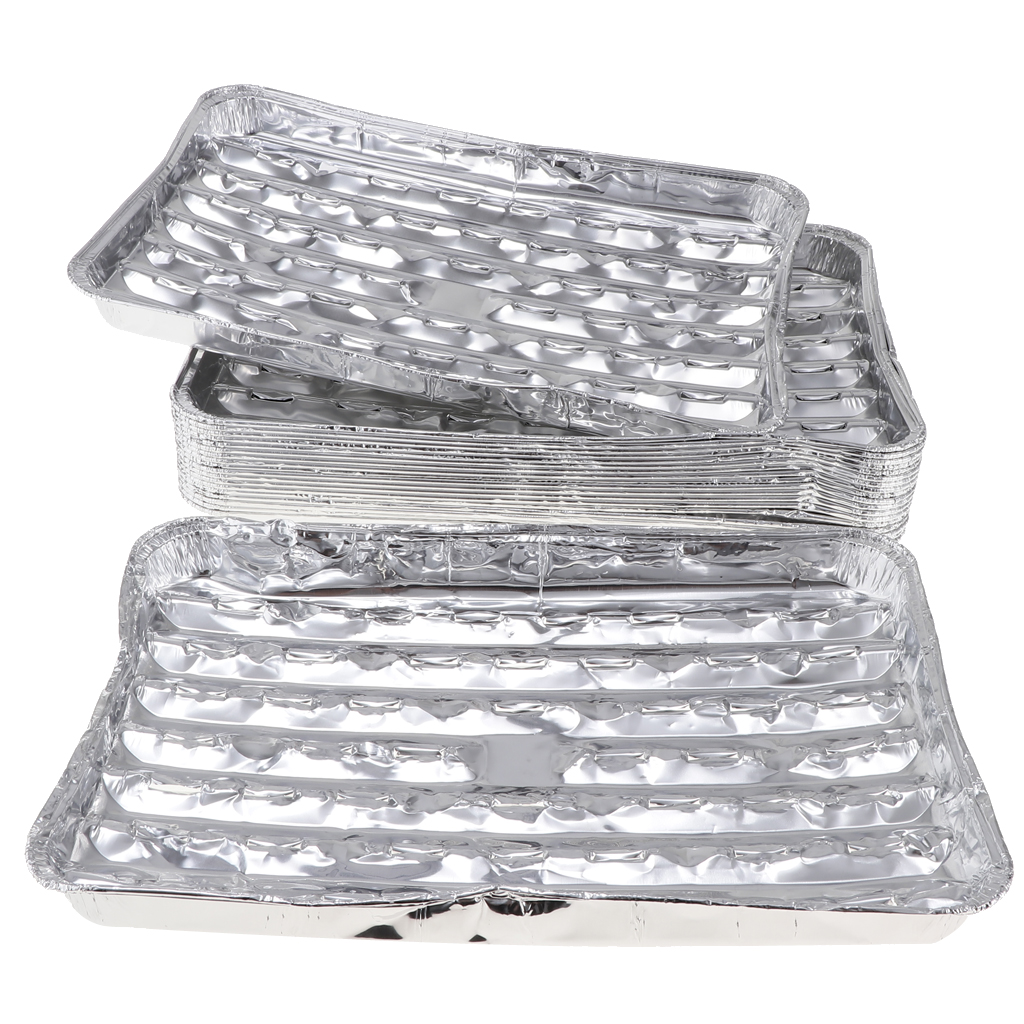 20pcs Rectangular Disposable Aluminum Foil Pan Grilling Trays Outdoor Picnic
