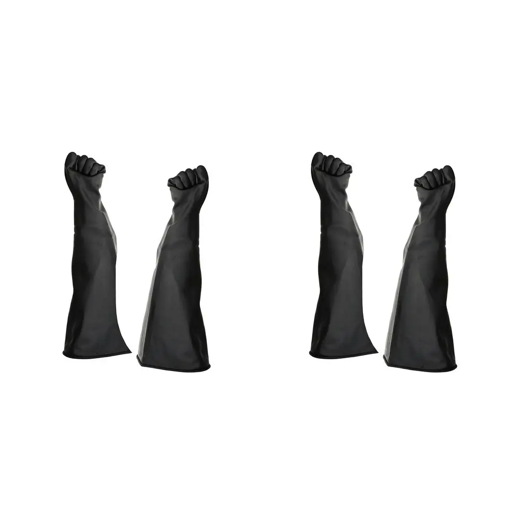 1pair 60cm Industrial Lab Vacuum Box  Resistant Latex Work Gloves Black