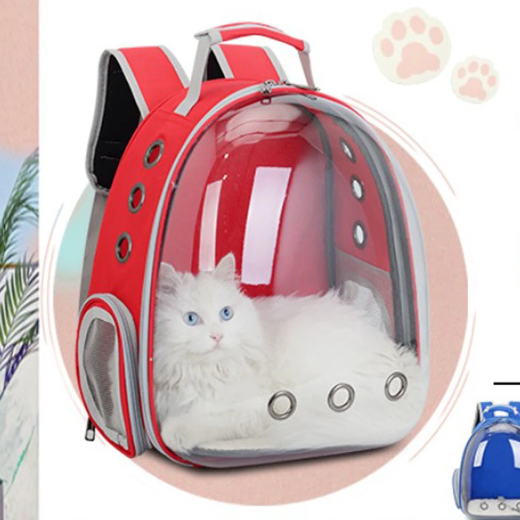 Deluxe Pet Carrier Medium Backpack Dome Clear Carry Bag Travel Removable Mat