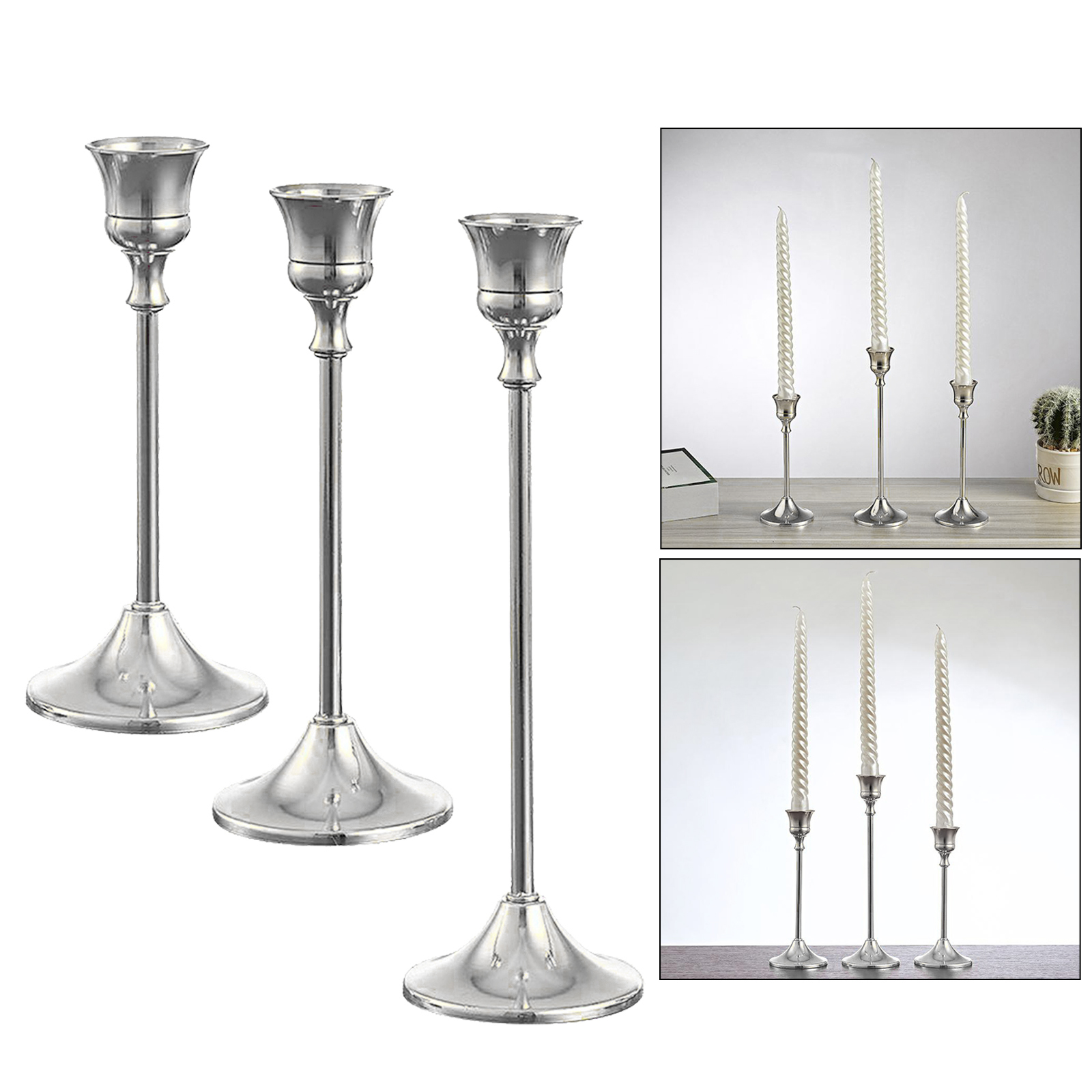 Candle Holder Silver Taper Candlesticks Wedding Dinning Party Table Decorative Candelabra Modern Holder