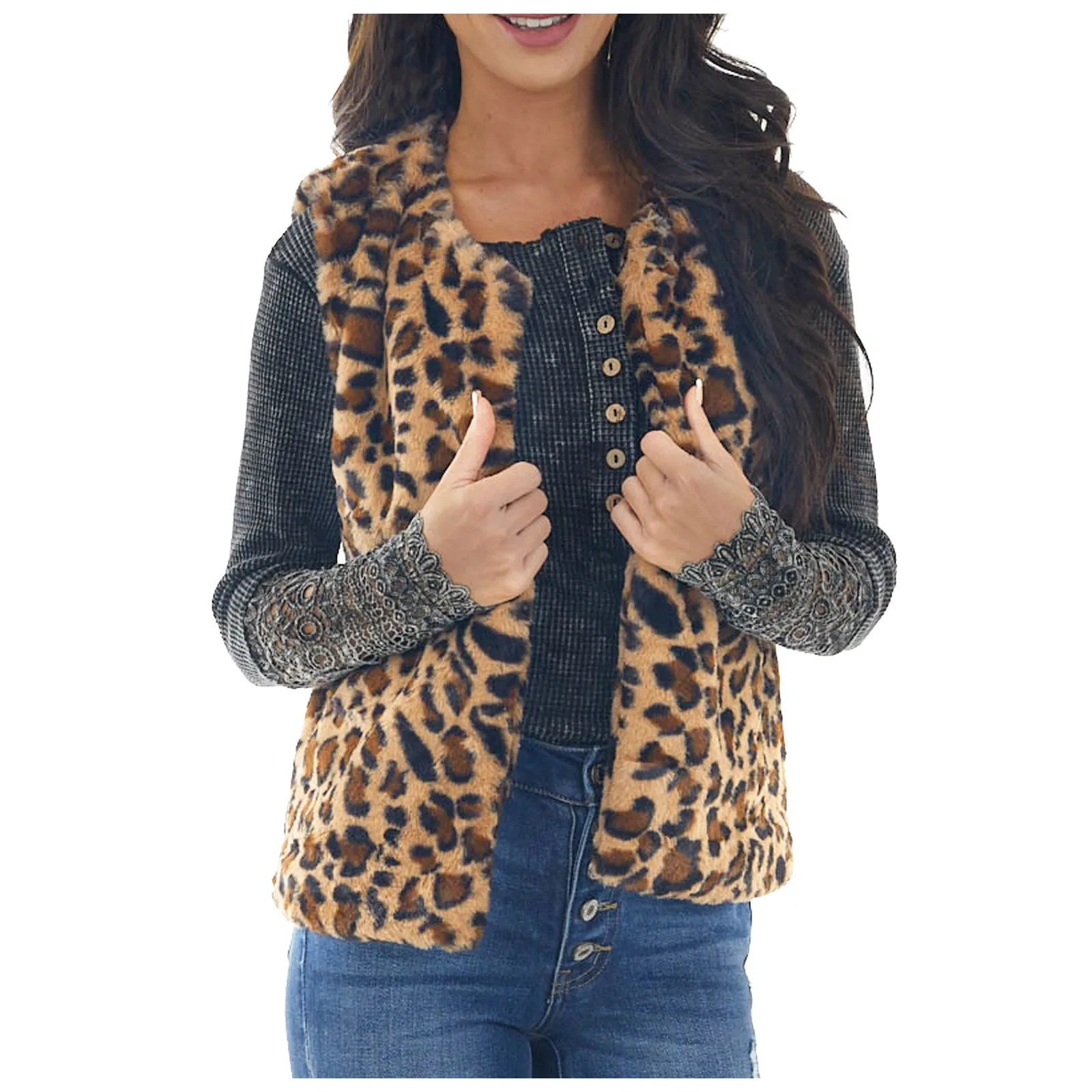 Fashion Sleeveless Leopard Jackets For Women Casual Loose O Neck Jackets  Cardigan For Women 2021 New Women Clothings chaquetas|Jackets| - AliExpress