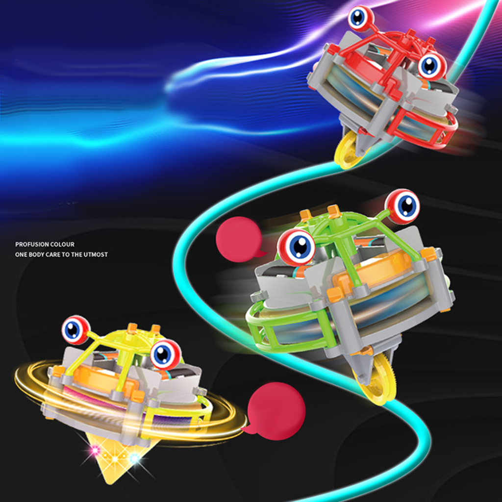 2 in 1 Wire Walking Wheelbarrow Tumbler Toy Luminous Gyroscope Spinner Toy for Kids