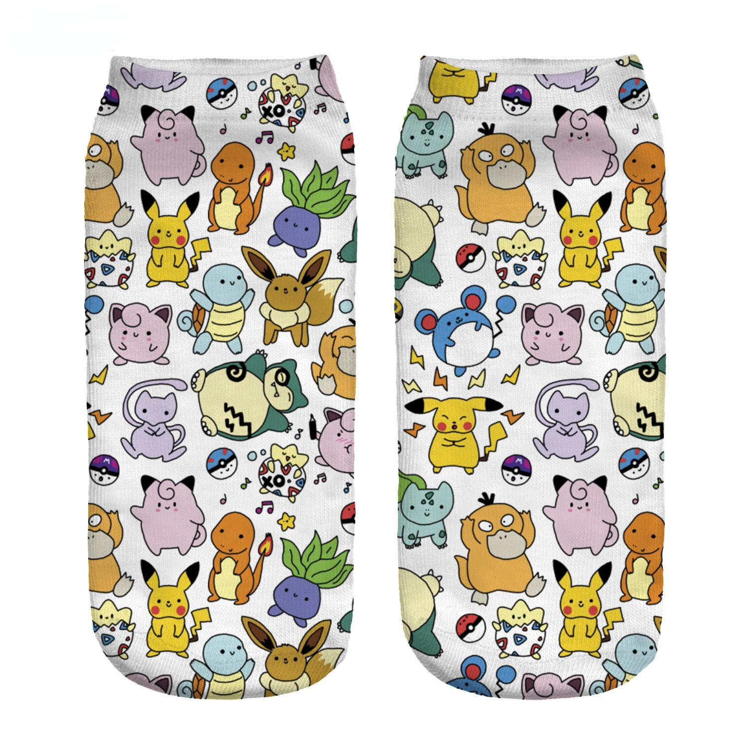 Pokemon cartoon printed women's socks anime figure cute Pikachu Squirtle Bulbasaur socks kids socks girls direct sales