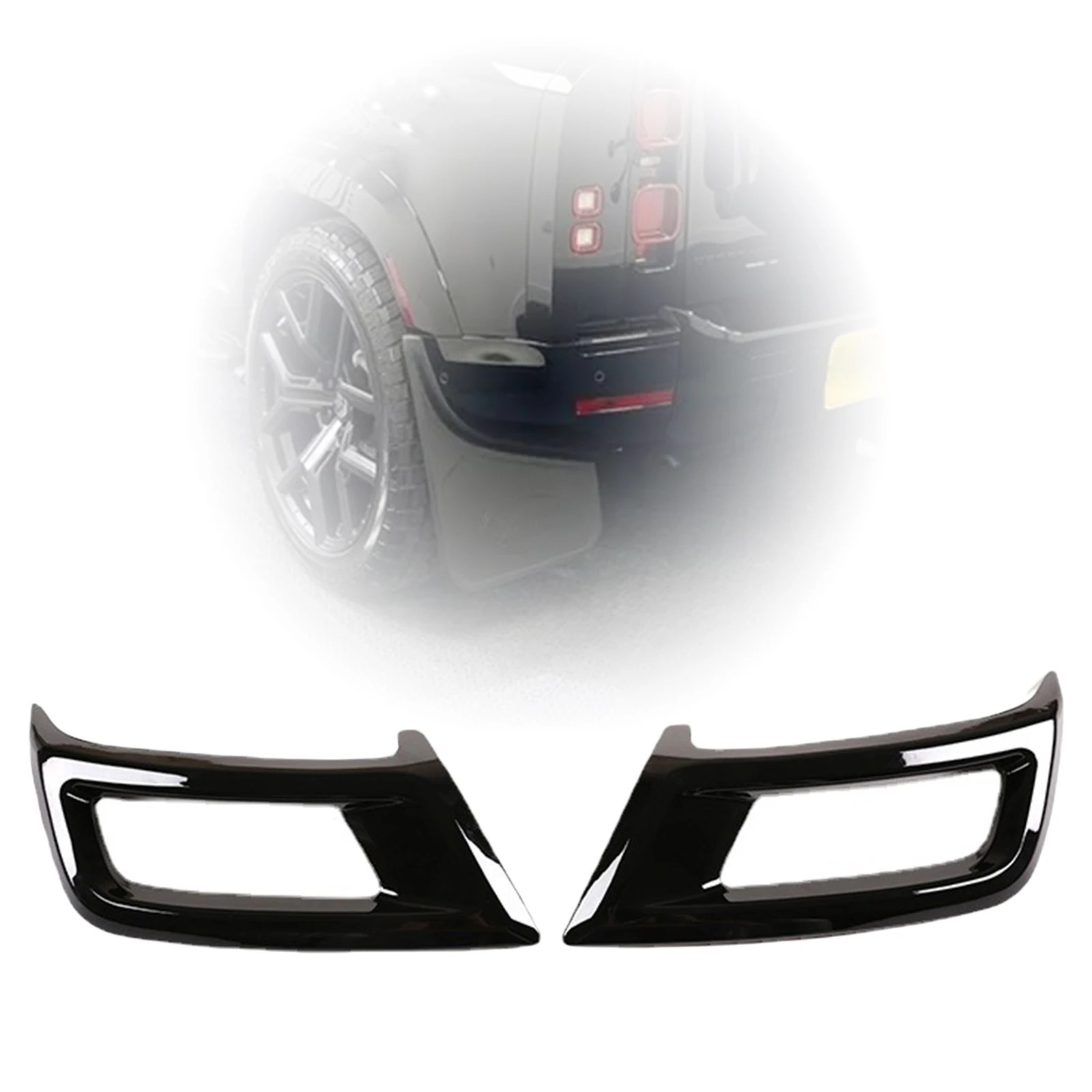 2 PCS Tail Throat Frame Car Rear Exhaust Pipe Cover Trim fits for Land Rover Discovery 2020
