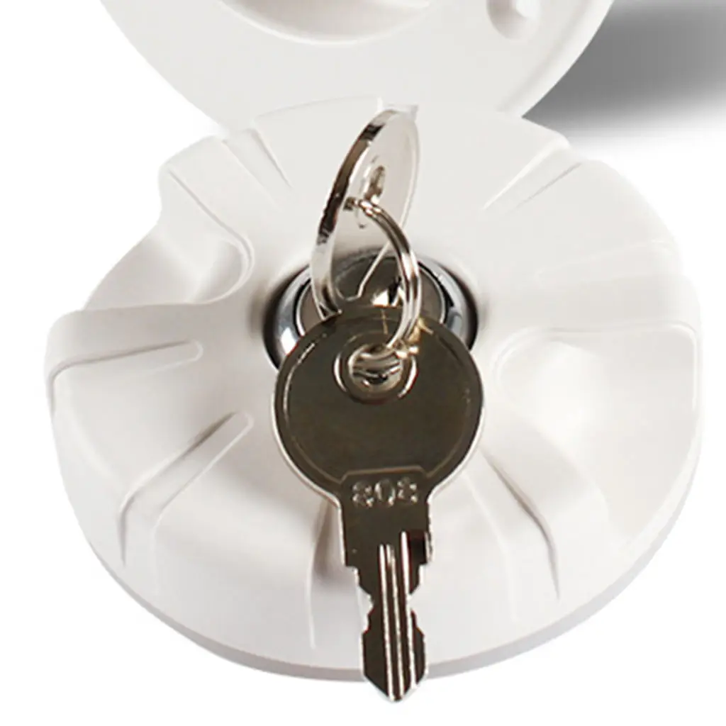 White Plastic Gravity Water Inlet Hatch Lock Locking w/2 keys Lockable Leak Proof for RV Camper Trailer Cars