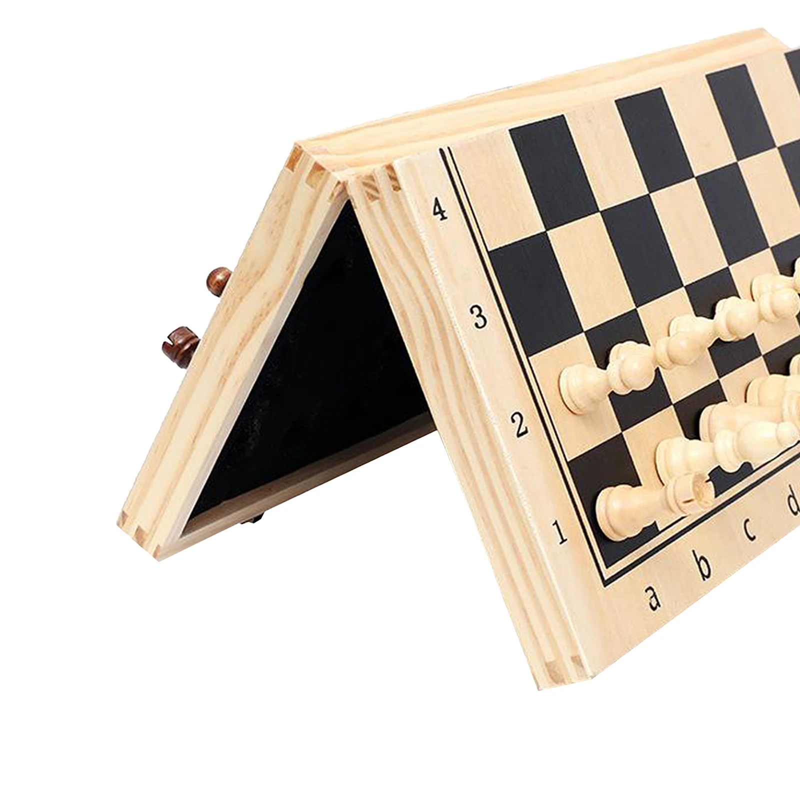 Wooden Folding Magnetic Chess Board Set 29x29cm Interior Storage Family Game handmade antique style