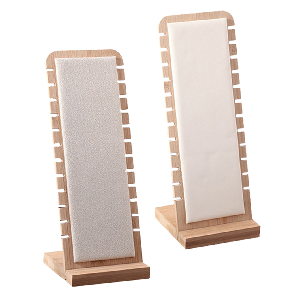 2pcs Elegant Jewelry Display Holder Desktop Stand L-Shape Suede Leather for Necklace Bracelets Pierced Earrings Studs Holder