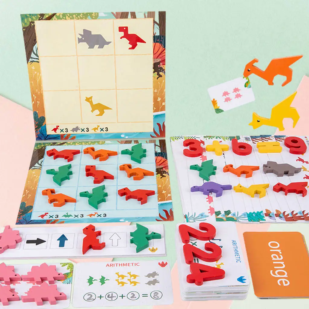 Dinosaur Mathematical Blocks Teaching Aids Math Toys for Preschool Kindergarten Ages 3+