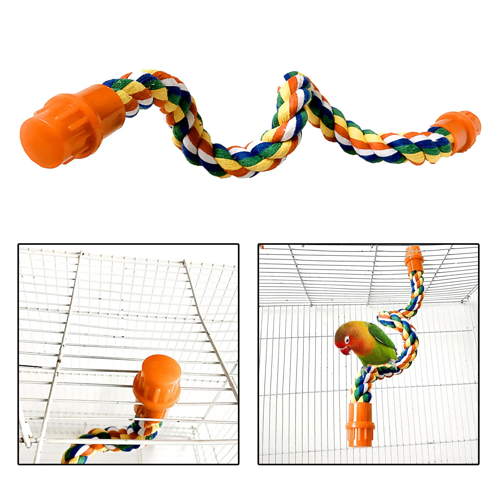 Colorful Flexible Bird Rope Perch Hanging Stand for Parrot Parakeet Conure Finch Canary Cage Toy