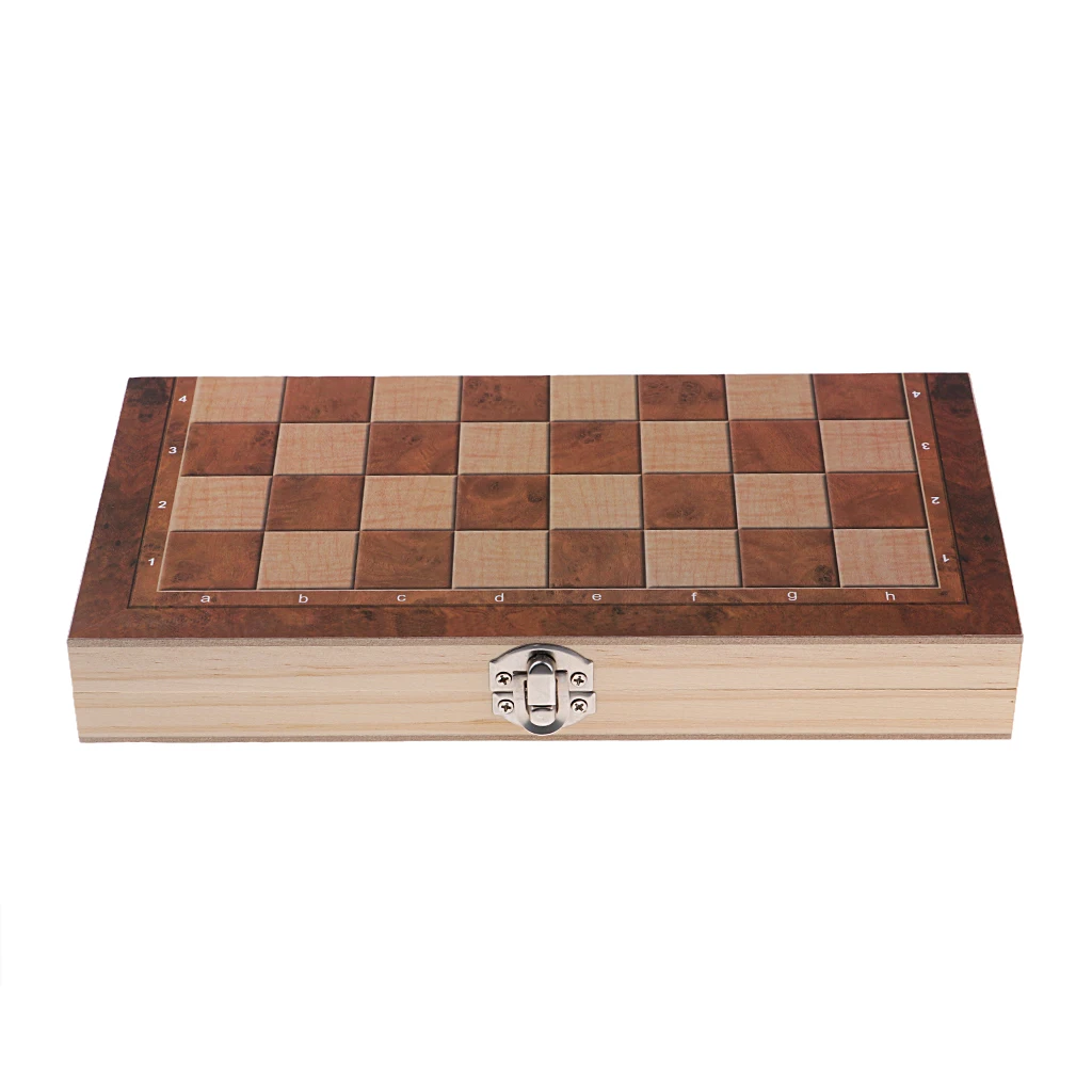 Deluxe 9.5x9.5 Inch Chess Checker Backgammon 3 in 1 Wooden Travel Game Set