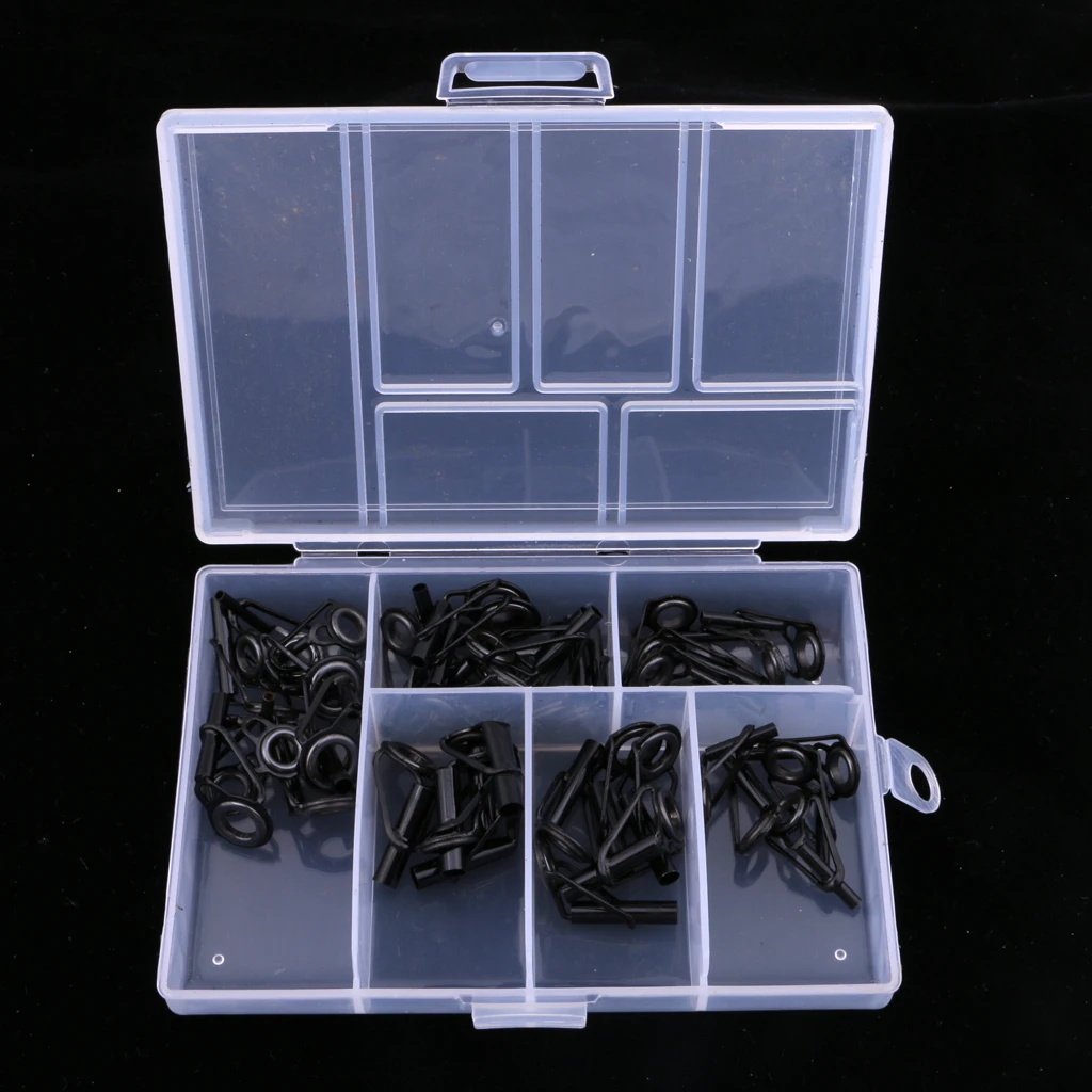 40Pcs/Box Fishing Rod Guides Replacement Tip Ring Ceramic Guide Eye Rings Fishing Rod Repair Kit