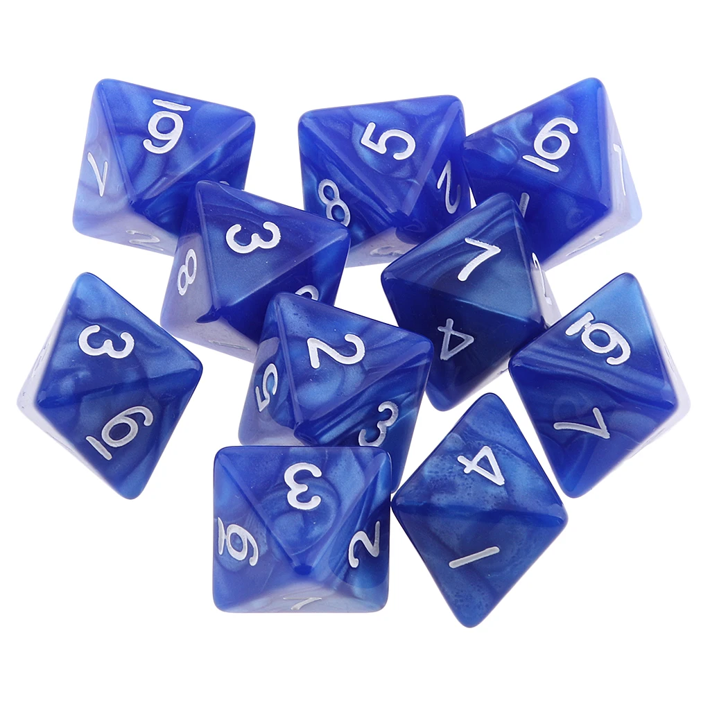 10 Pcs 8 Sided Dice Set Colored Acrylic for  Dice MTG DND RPG Dice Table Games or Education Supplies